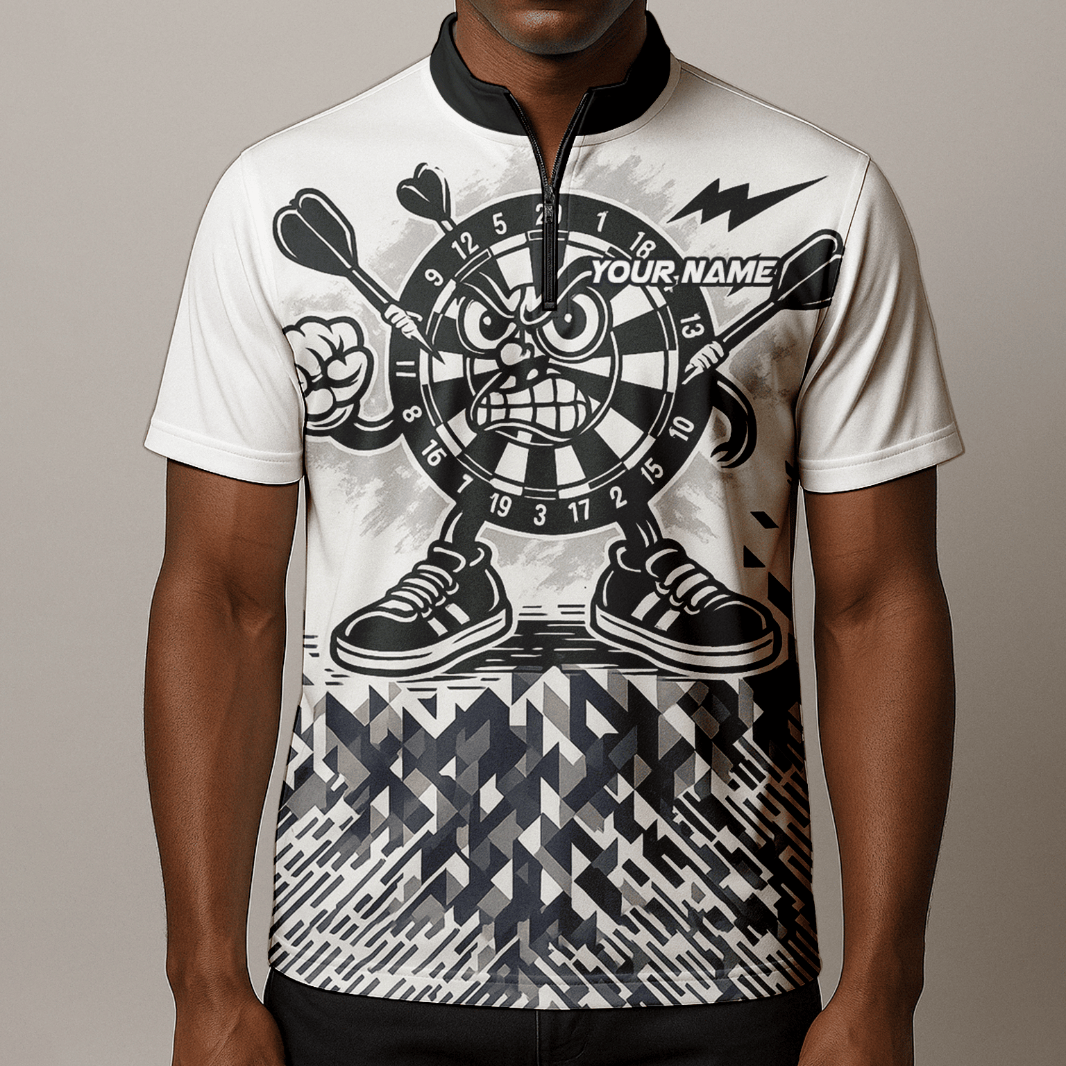 Personalized Angry Dartboard Mascot Dart Polo Shirt White Black For Men G3683 additional image 8