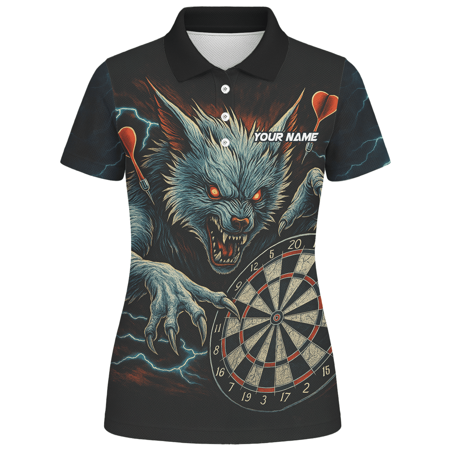 Personalized Werewolf Storm Darts Polo Shirt Black For Women T7670 additional image 1