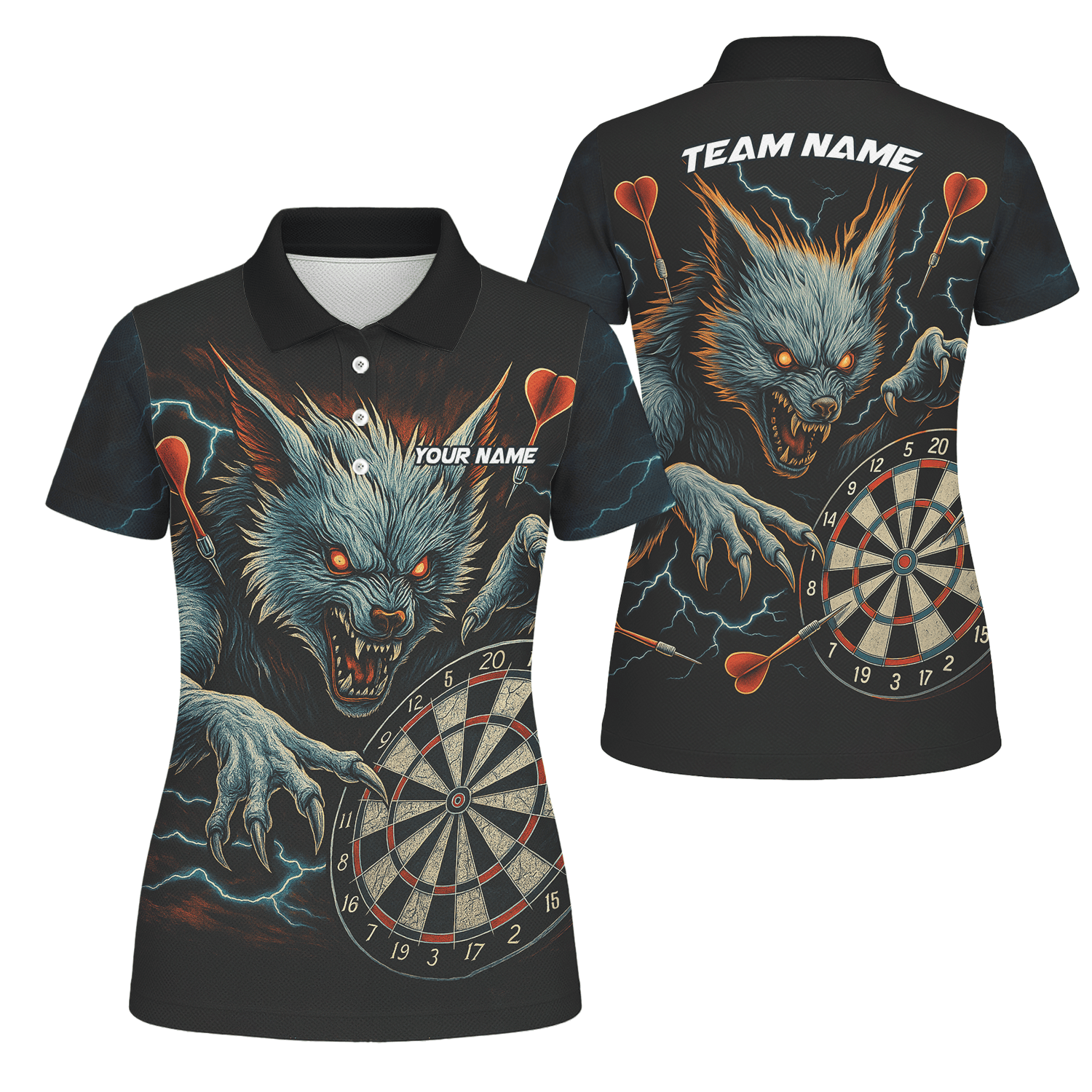 Personalized Werewolf Storm Darts Polo Shirt Black For Women T7670 main image - polo No