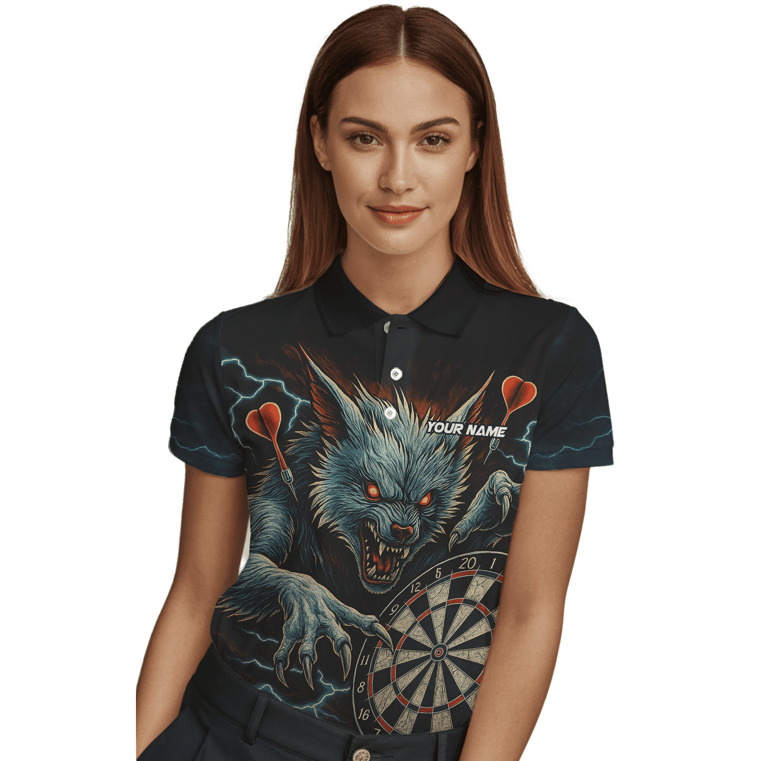Personalized Werewolf Storm Darts Polo Shirt Black For Women T7670 additional image 3