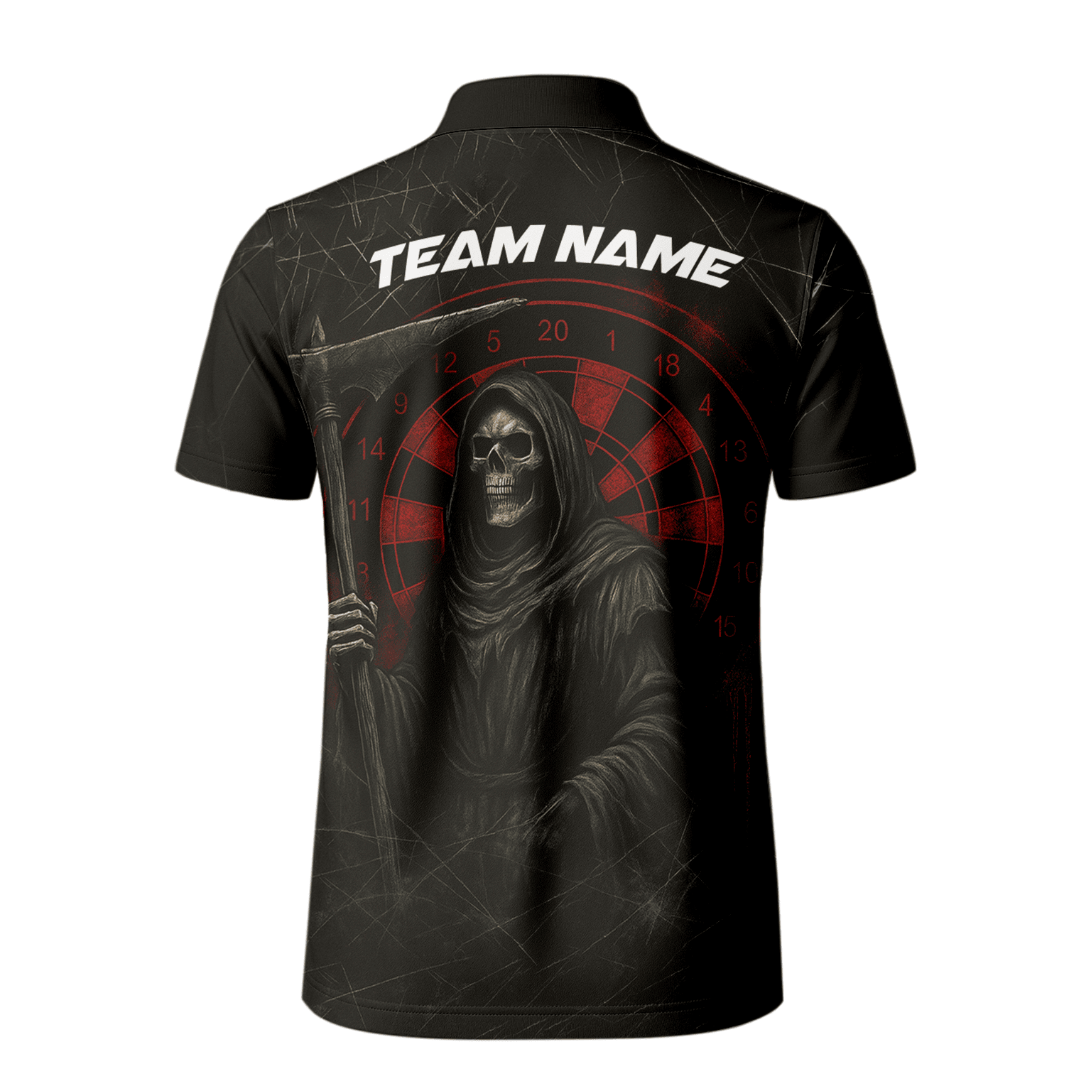 Personalized Grim Reaper Dart Polo Shirt Black Red Cracked For Men X1942 additional image 3