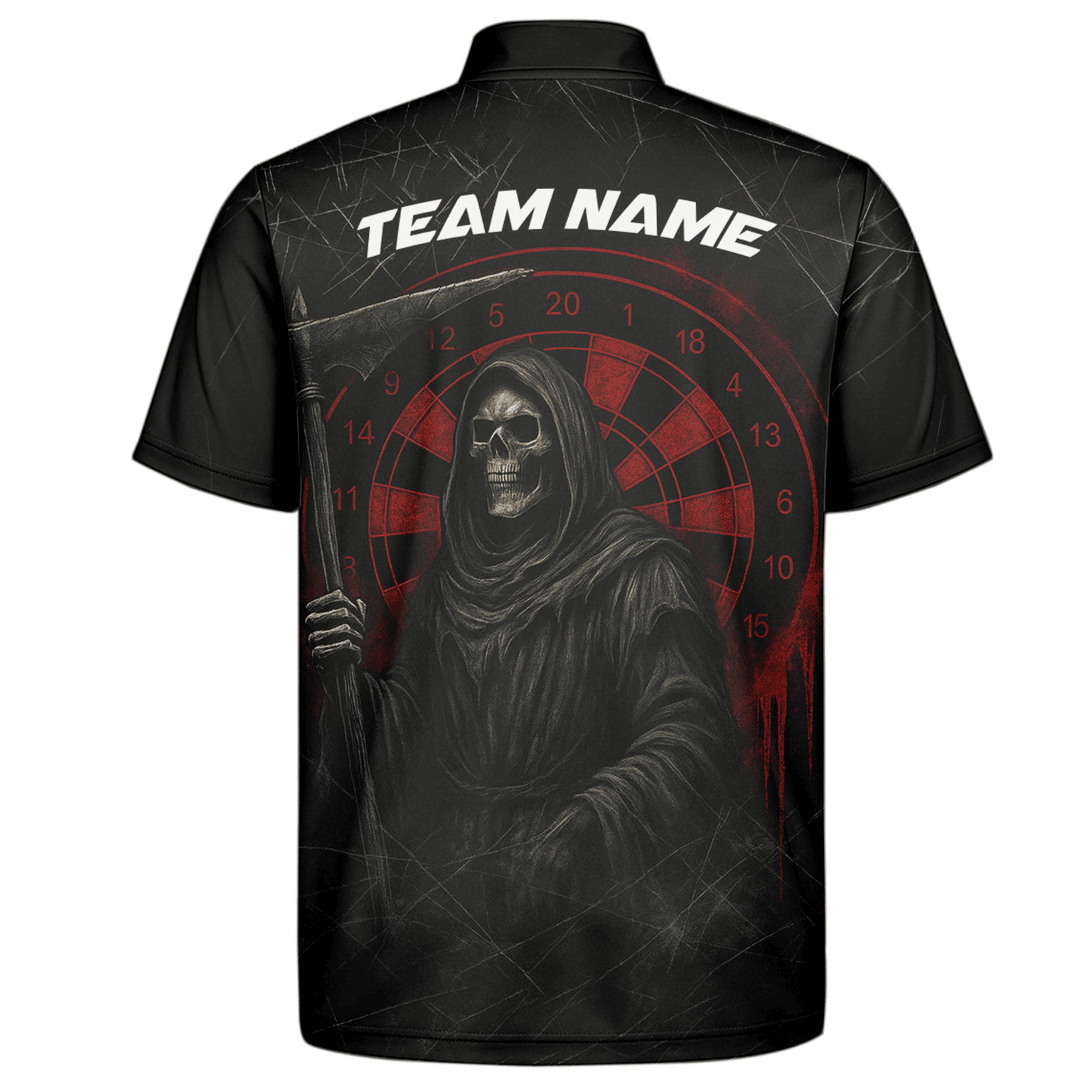 Personalized Grim Reaper Dart Polo Shirt Black Red Cracked For Men X1942 additional image 7