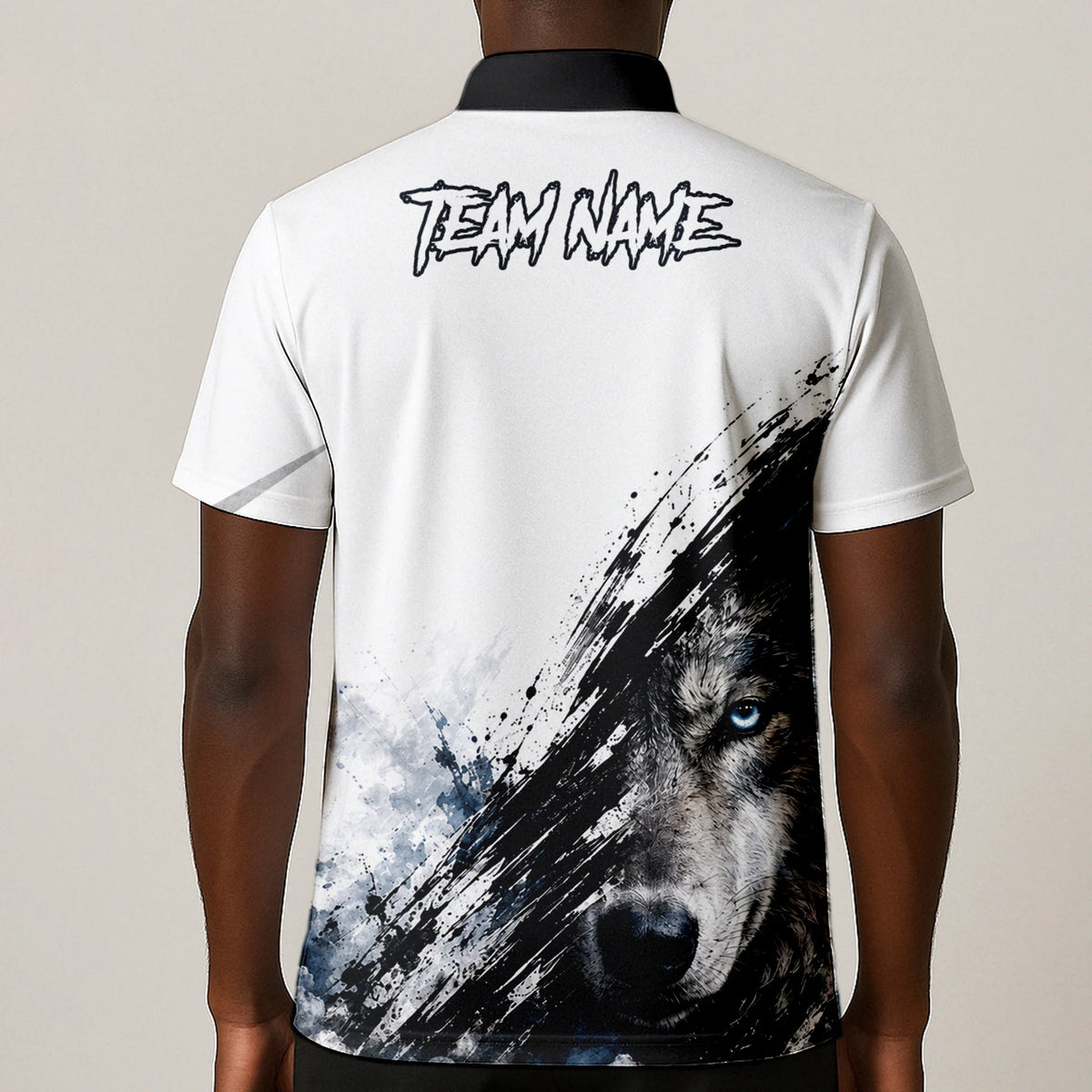 Personalised White Black Blue Wolf Darts Shirt For Men P634