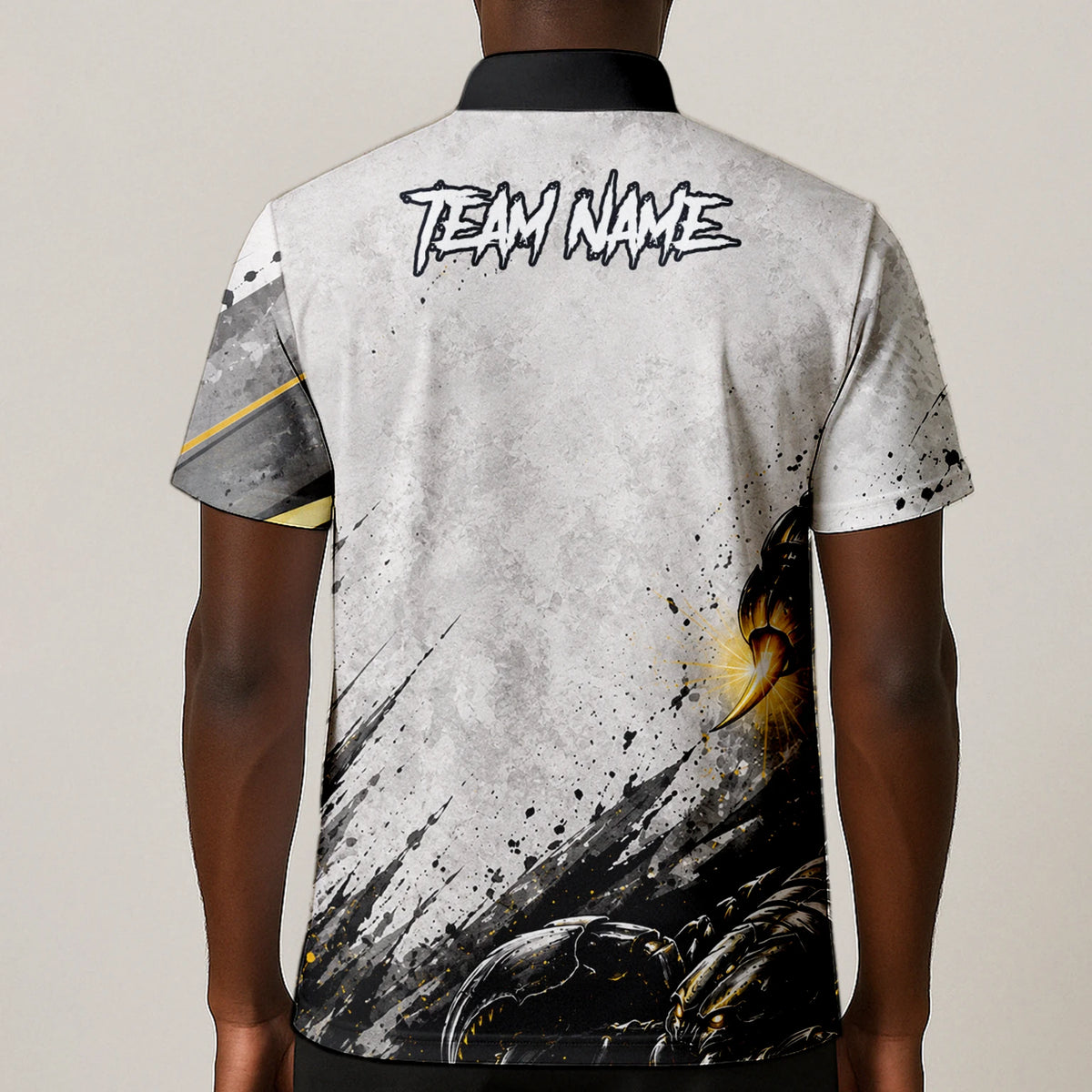 Personalised White Black Gold Scorpion Darts Shirt For Men S226