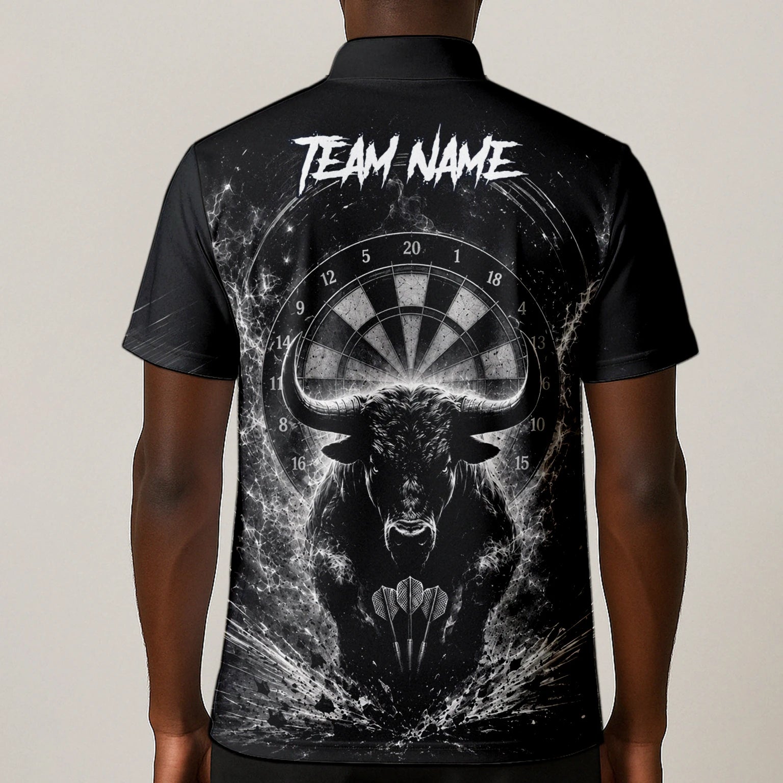 Personalised Black & White Bull Head Darts Shirt For Men V420
