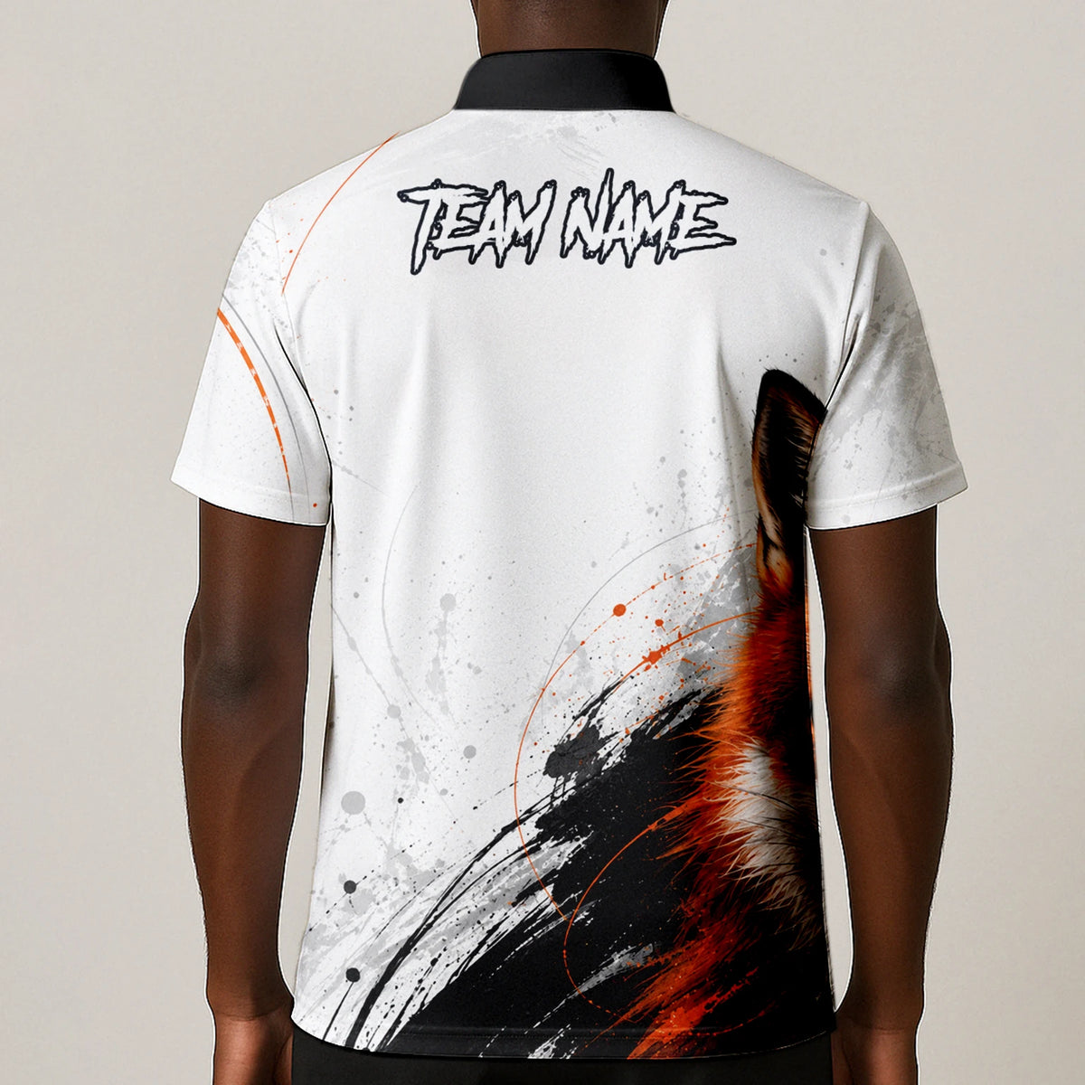 Personalised White Black Orange Fox Darts Shirt For Men D228
