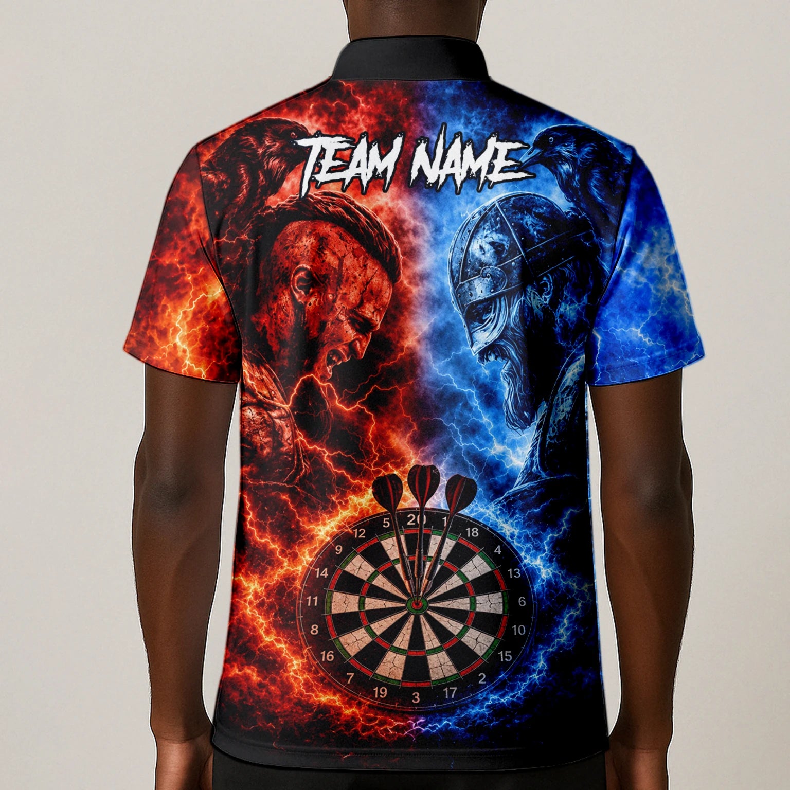 Personalised Red & Blue Viking Darts Shirt For Men I920