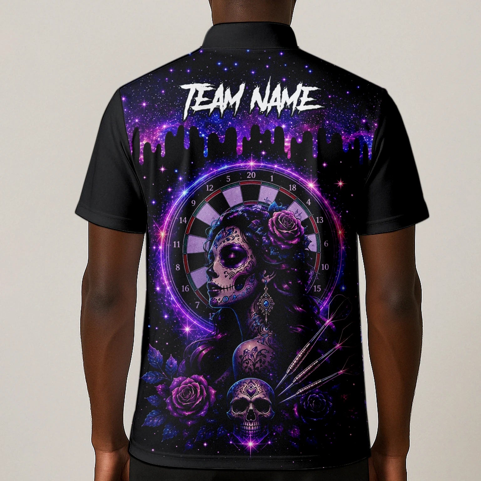 Personalised Purple Galaxy Sugar Skull Darts Shirt For Men Z967