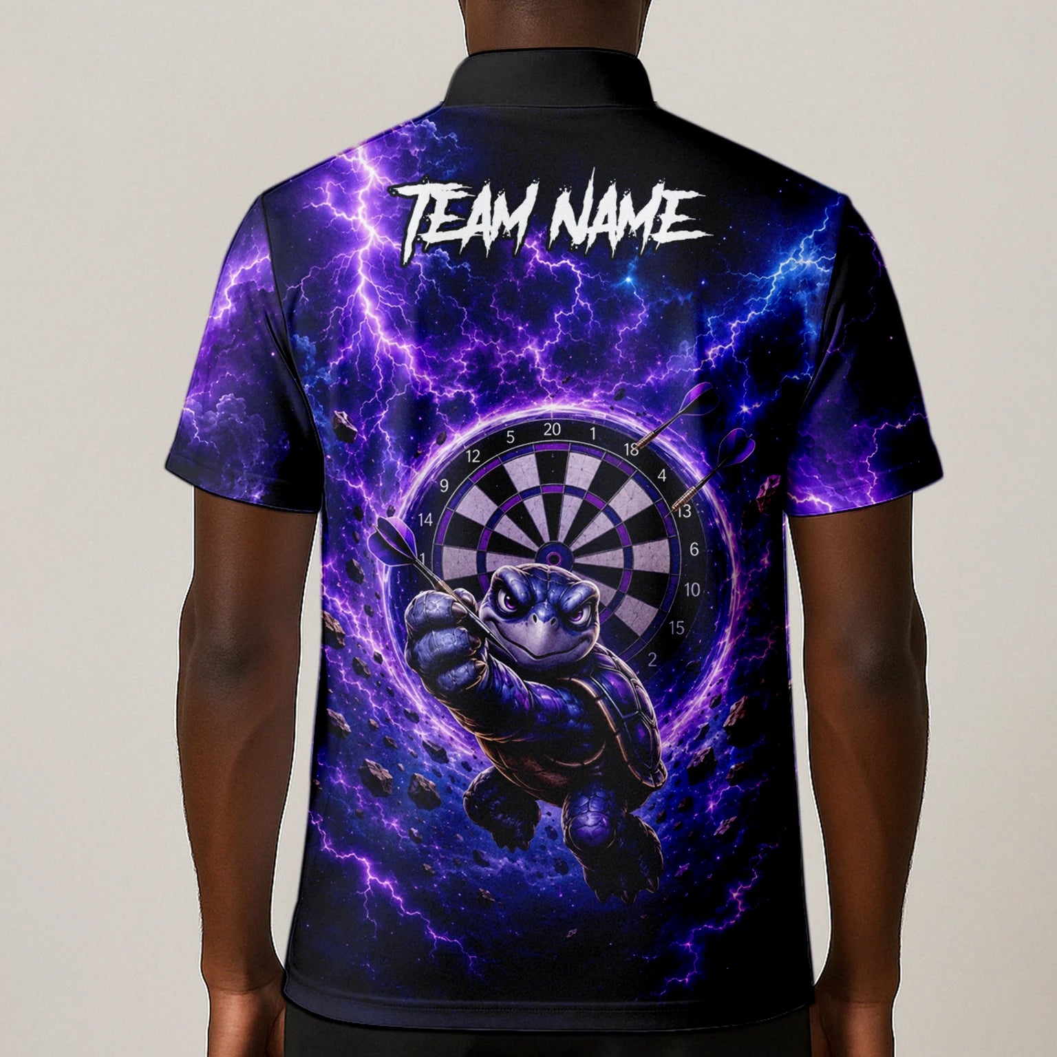Personalised Purple & Black Turtle Playing Darts Shirt For Men F796