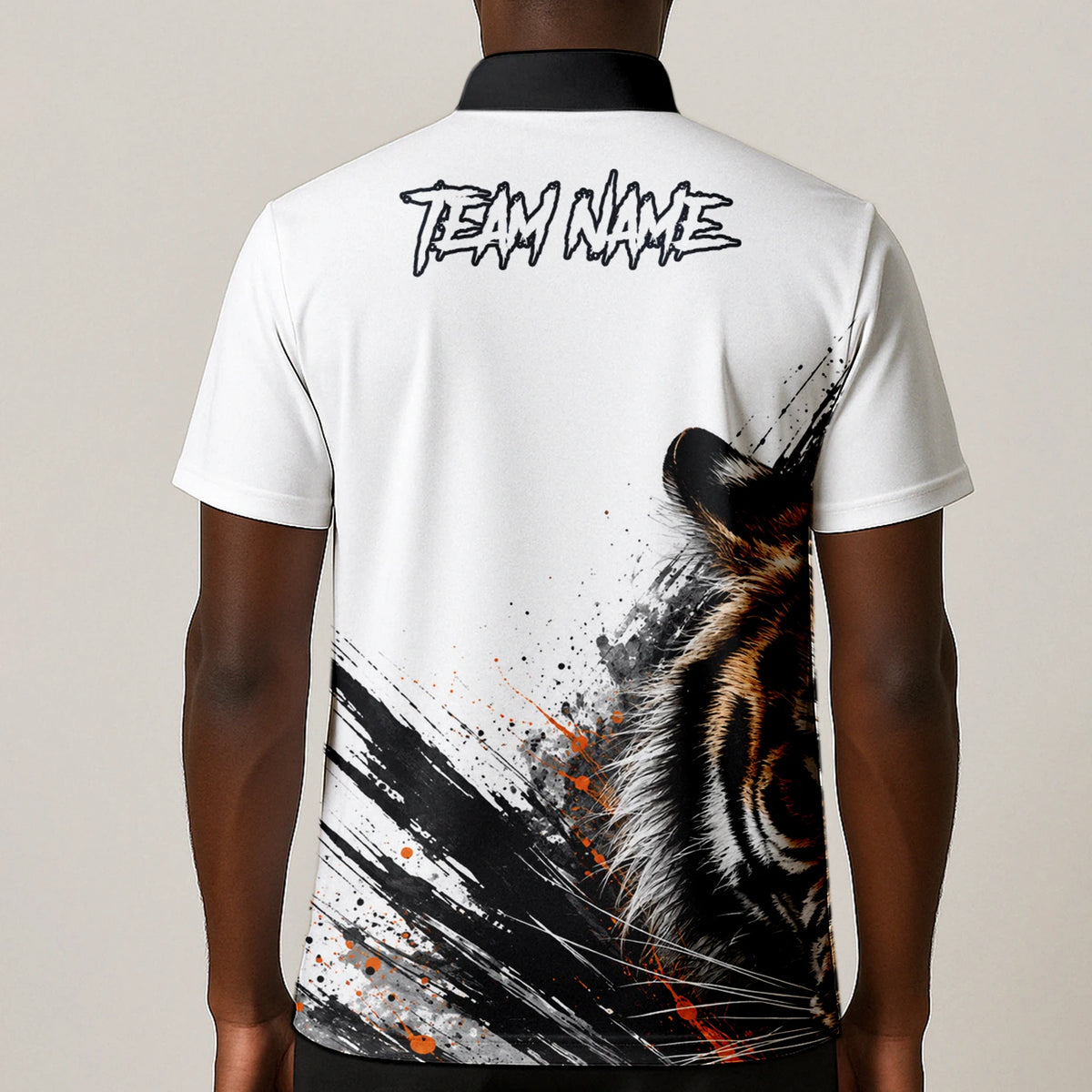 Personalised White Black Orange Tiger Darts Shirt For Men N832