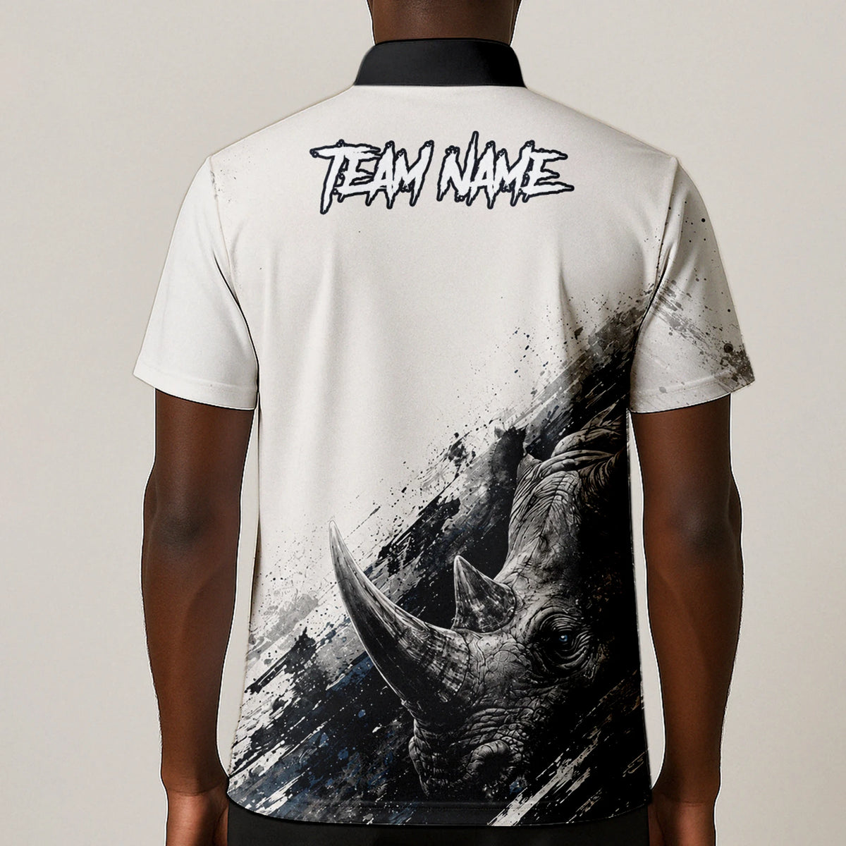 Personalised White Black Grey Rhino Darts Shirt For Men C312