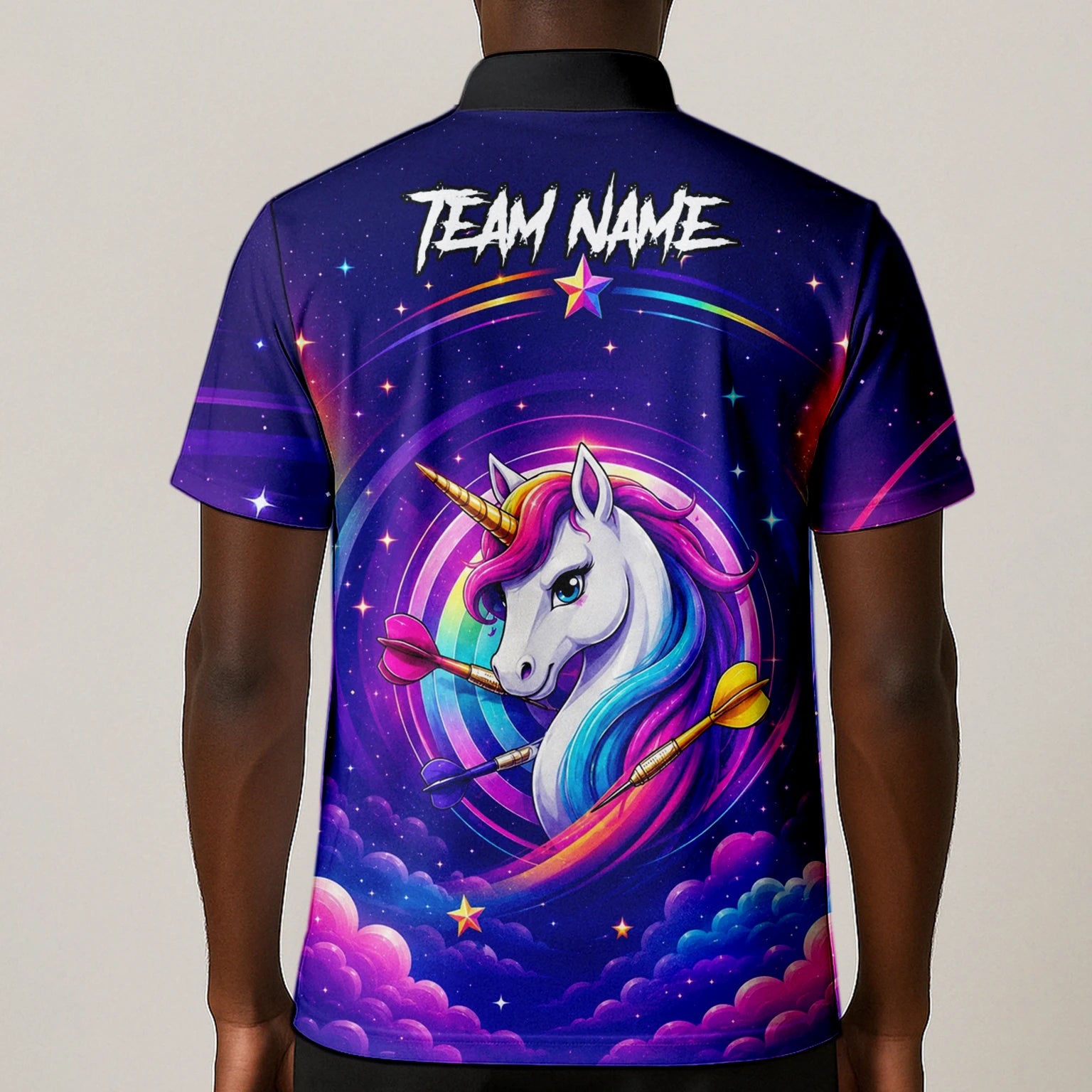 Personalised Purple Rainbow Unicorn Darts Shirt For Men P431