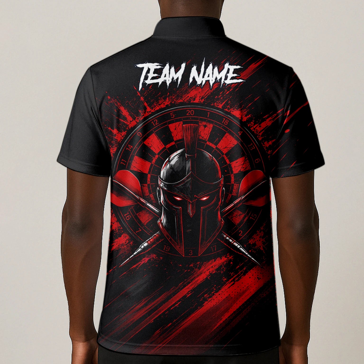 Personalised Red & Black Spartan Darts Polo Shirt For Men W276