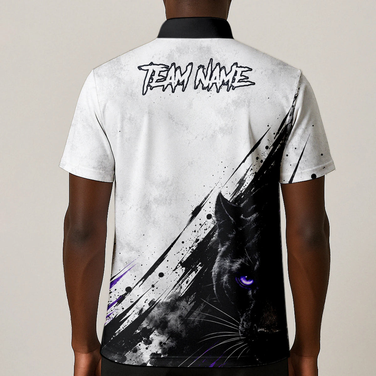 Personalised White Black Purple Panther Darts Shirt For Men W442