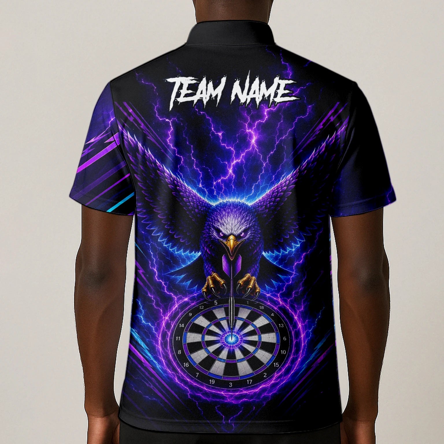 Personalised Purple Lightning Eagle Darts Polo Shirt For Men U478
