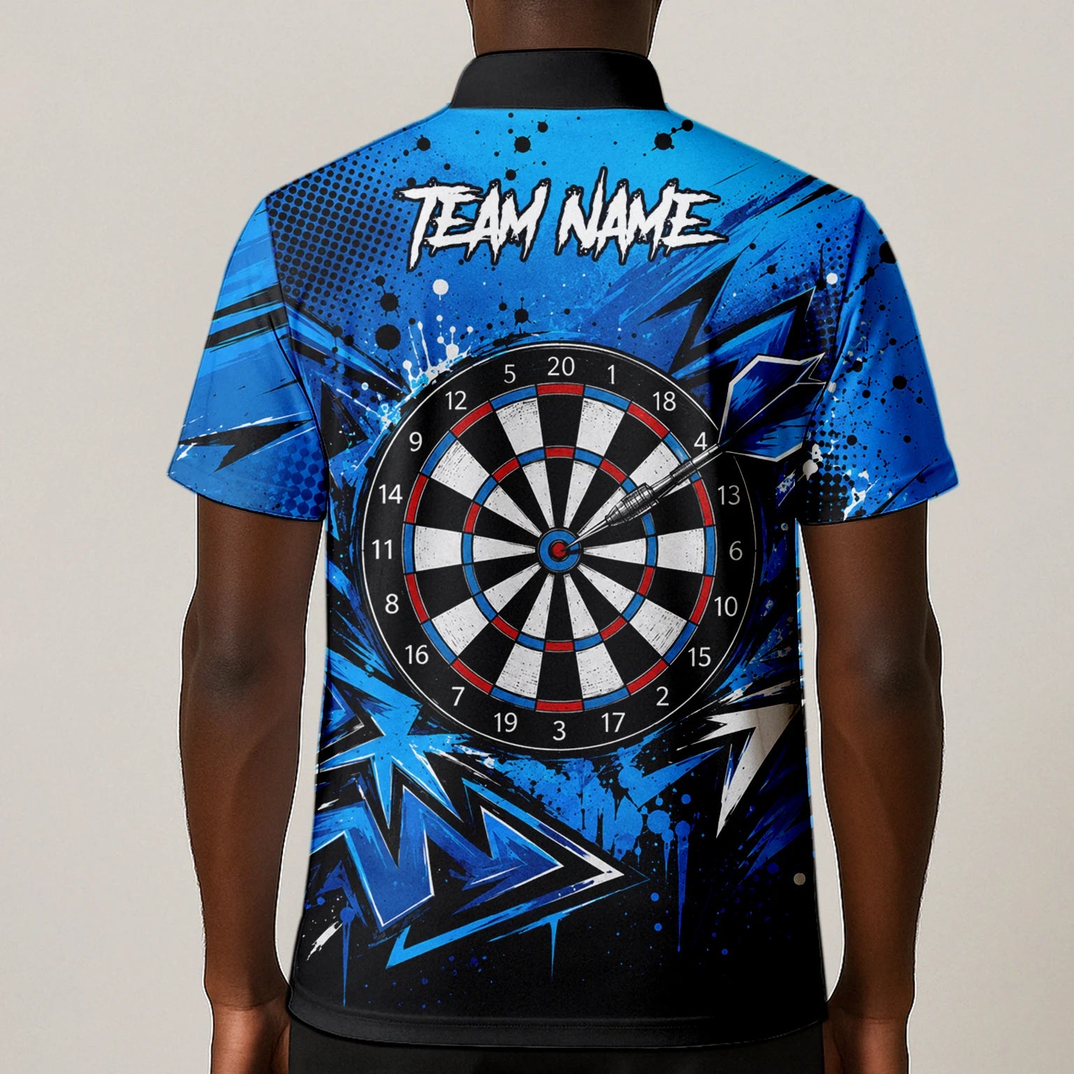 Personalised Blue & Black Bulldog Darts Shirt For Men D529