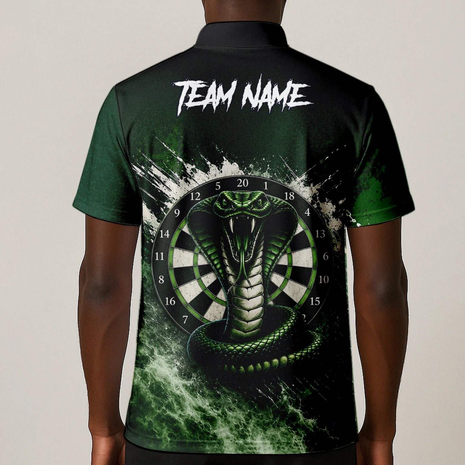 Personalised Green & Black Cobra Dartboard Darts Shirt For Men M244