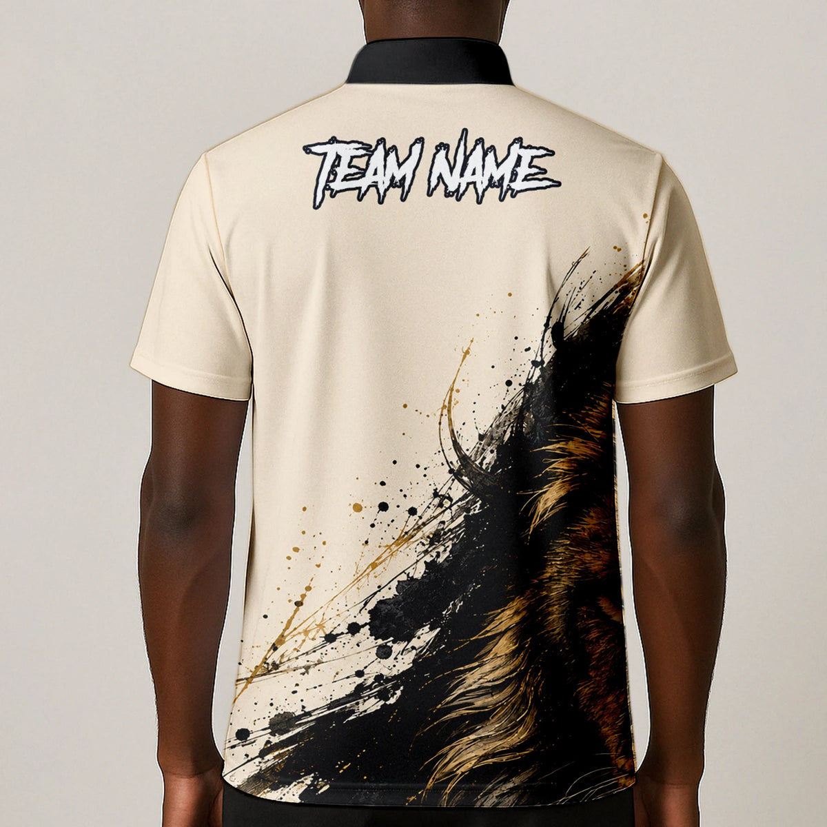 Personalised Cream Black Gold Lion Darts Shirt For Men Q209