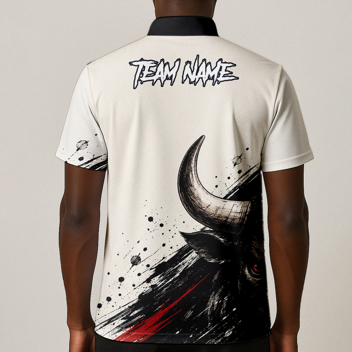 Personalised White Black Red Bull Darts Shirt For Men H473