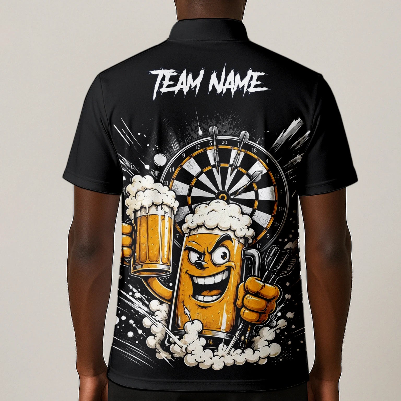 Personalised Beer Mug Darts Polo Shirt For Men S555