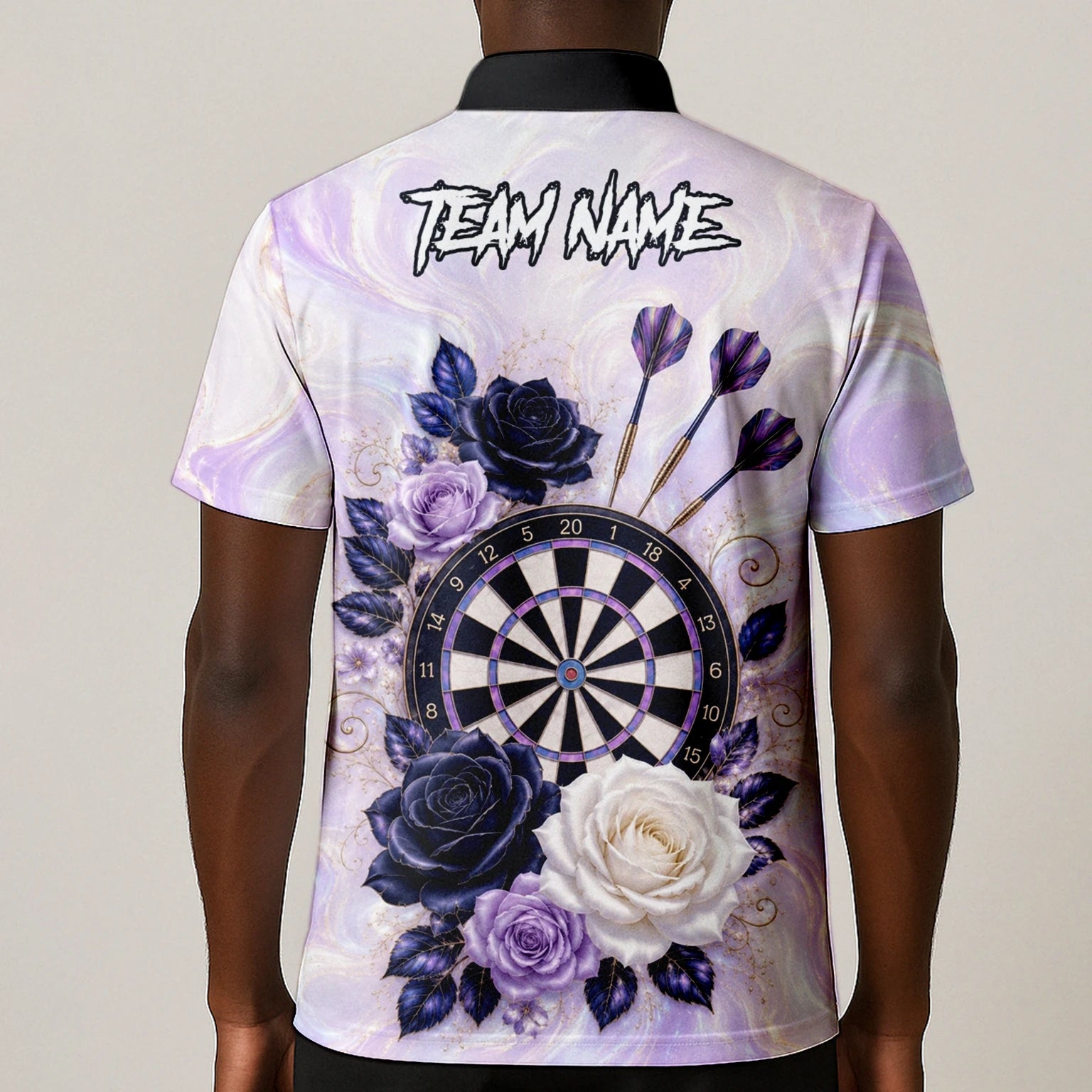 Personalised Purple Marble Rose Darts Polo Shirt For Men S206
