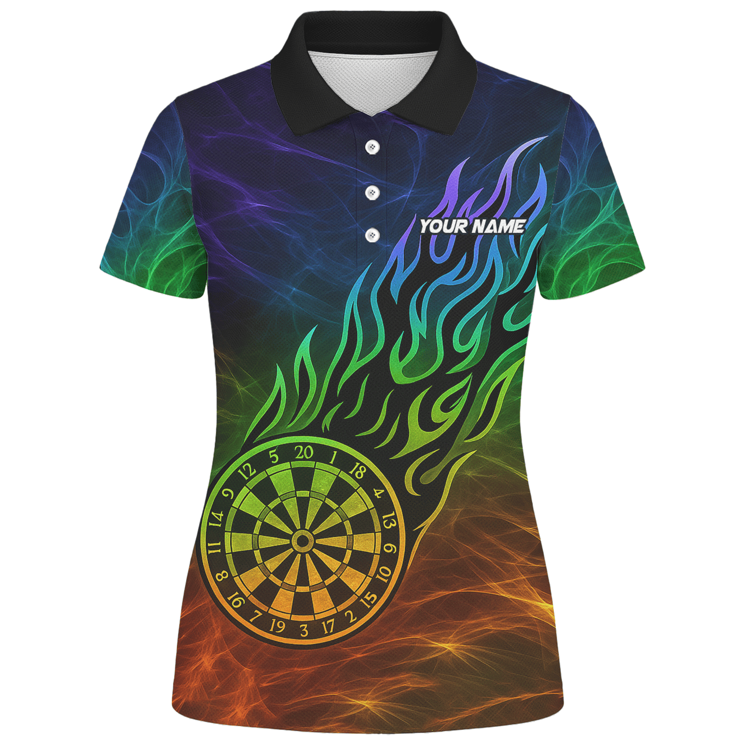 Personalized Rainbow Fire Dart Polo Shirt Black For Women F1678 additional image 1