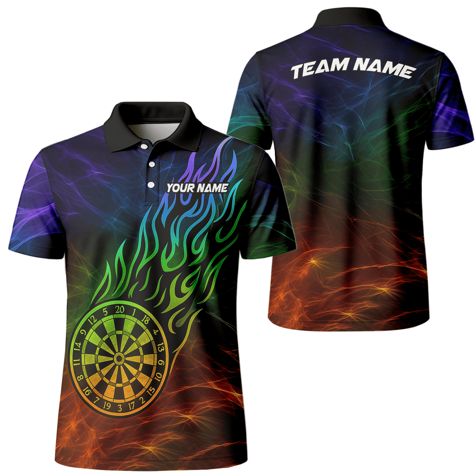 Personalized Rainbow Fire Dart Polo Shirt Black For Men F1678 main image - polo No