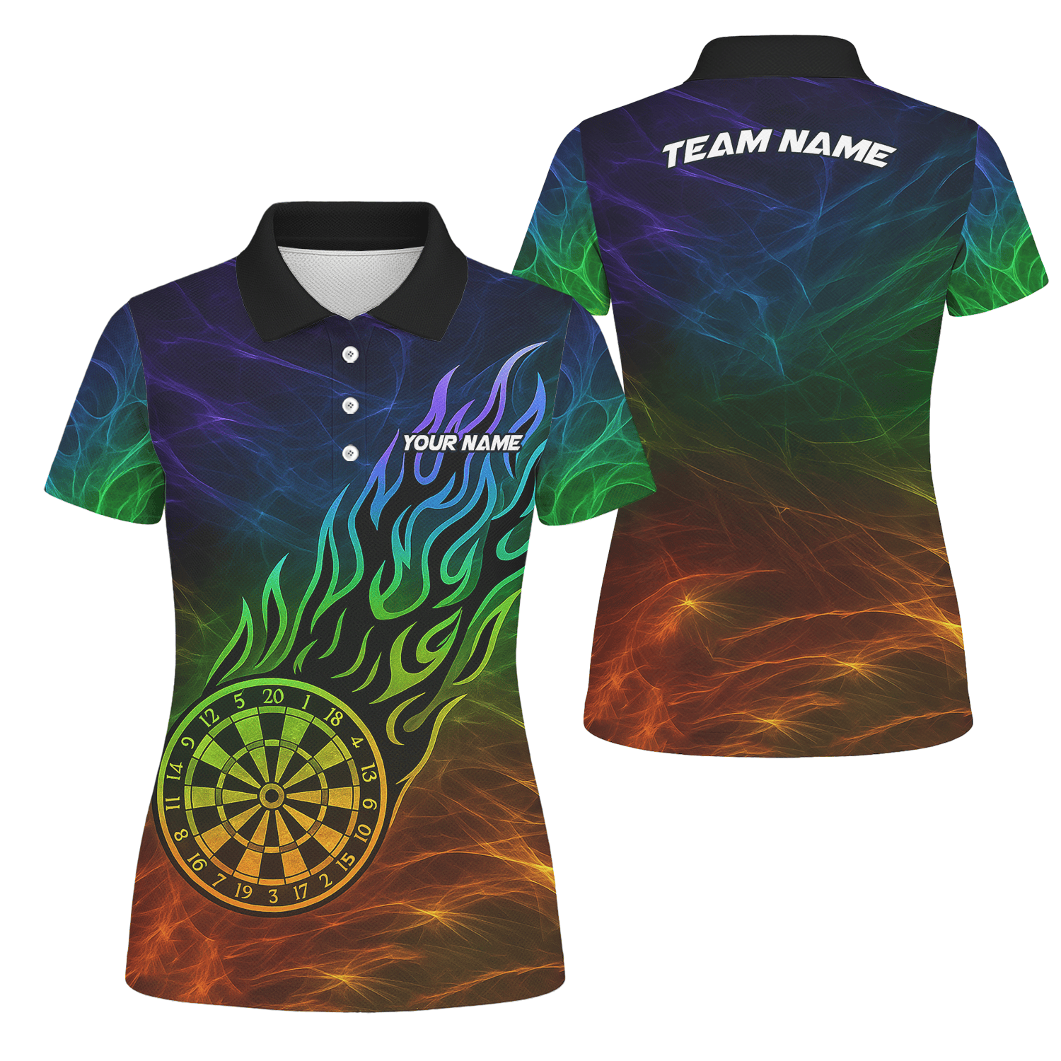 Personalized Rainbow Fire Dart Polo Shirt Black For Women F1678 main image - polo No