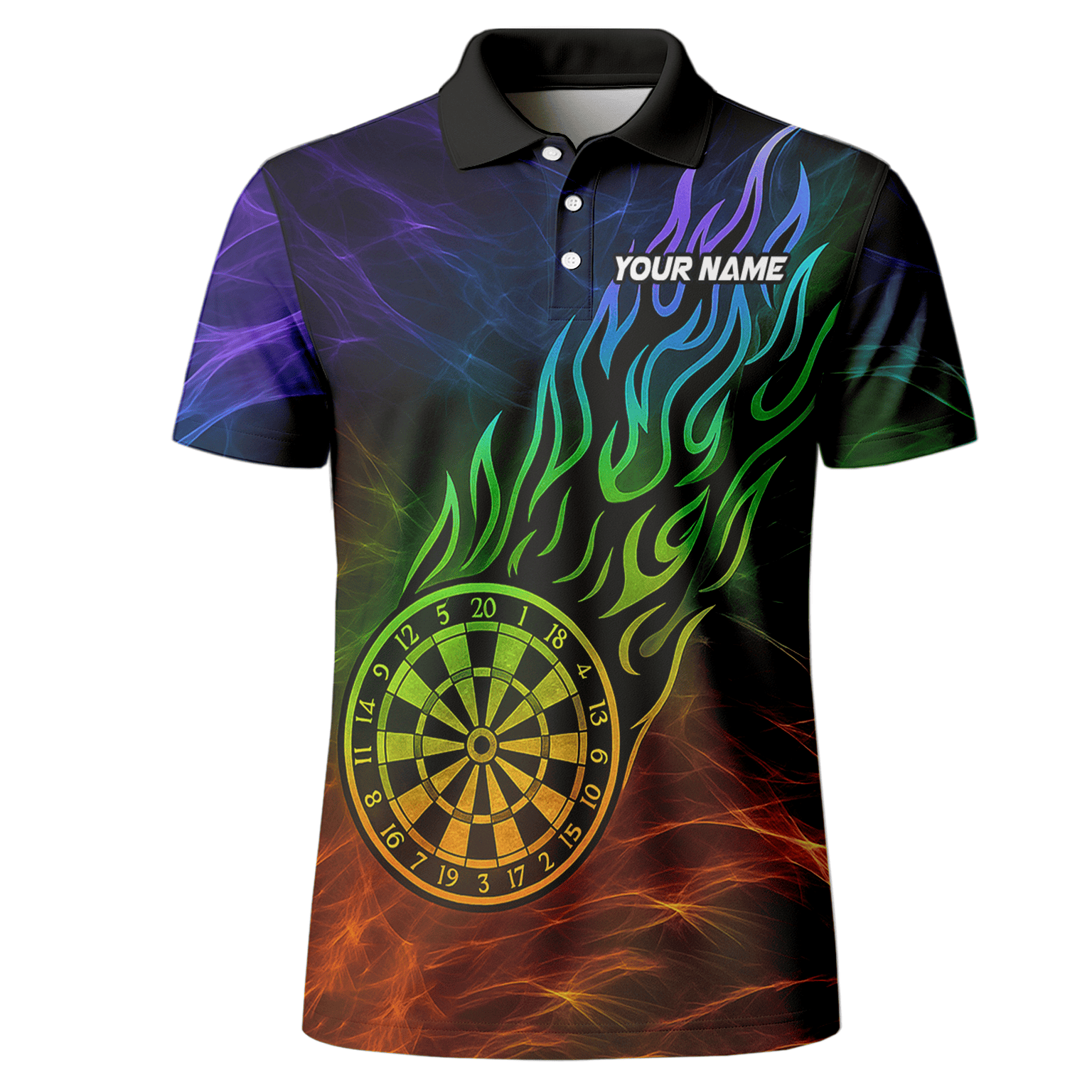 Personalized Rainbow Fire Dart Polo Shirt Black For Men F1678 additional image 2