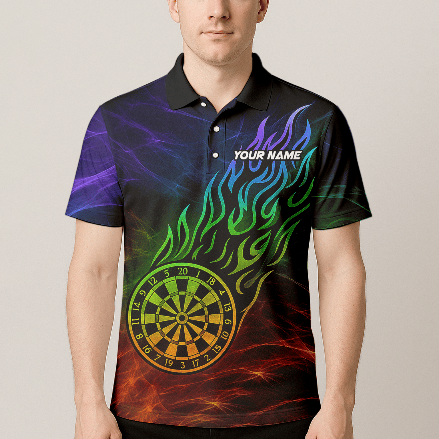 Personalized Rainbow Fire Dart Polo Shirt Black For Men F1678 additional image 4