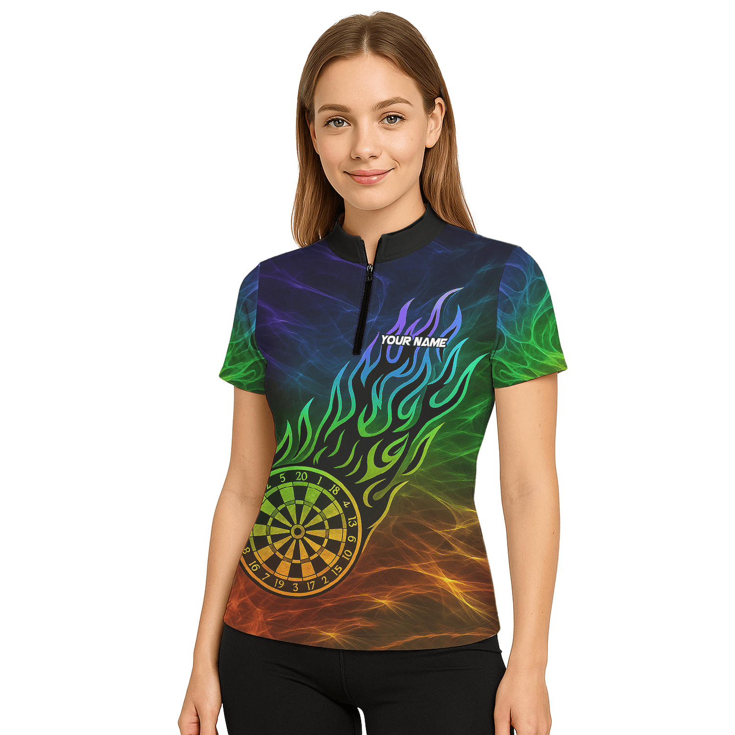 Personalized Rainbow Fire Dart Polo Shirt Black For Women F1678 additional image 5