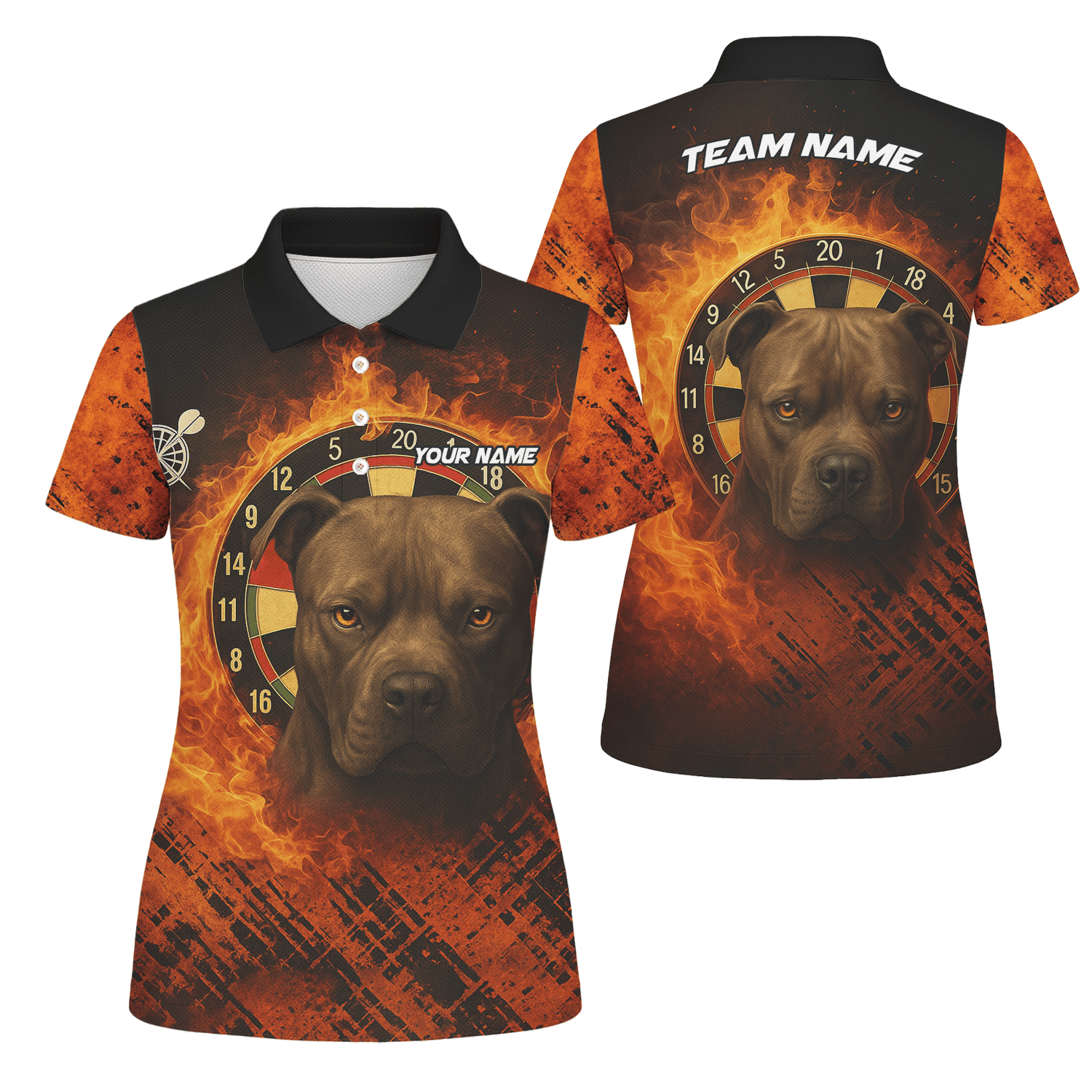 Personalized Fire Dog Dart Polo Shirt Black Orange For Women X5692 main image - polo No