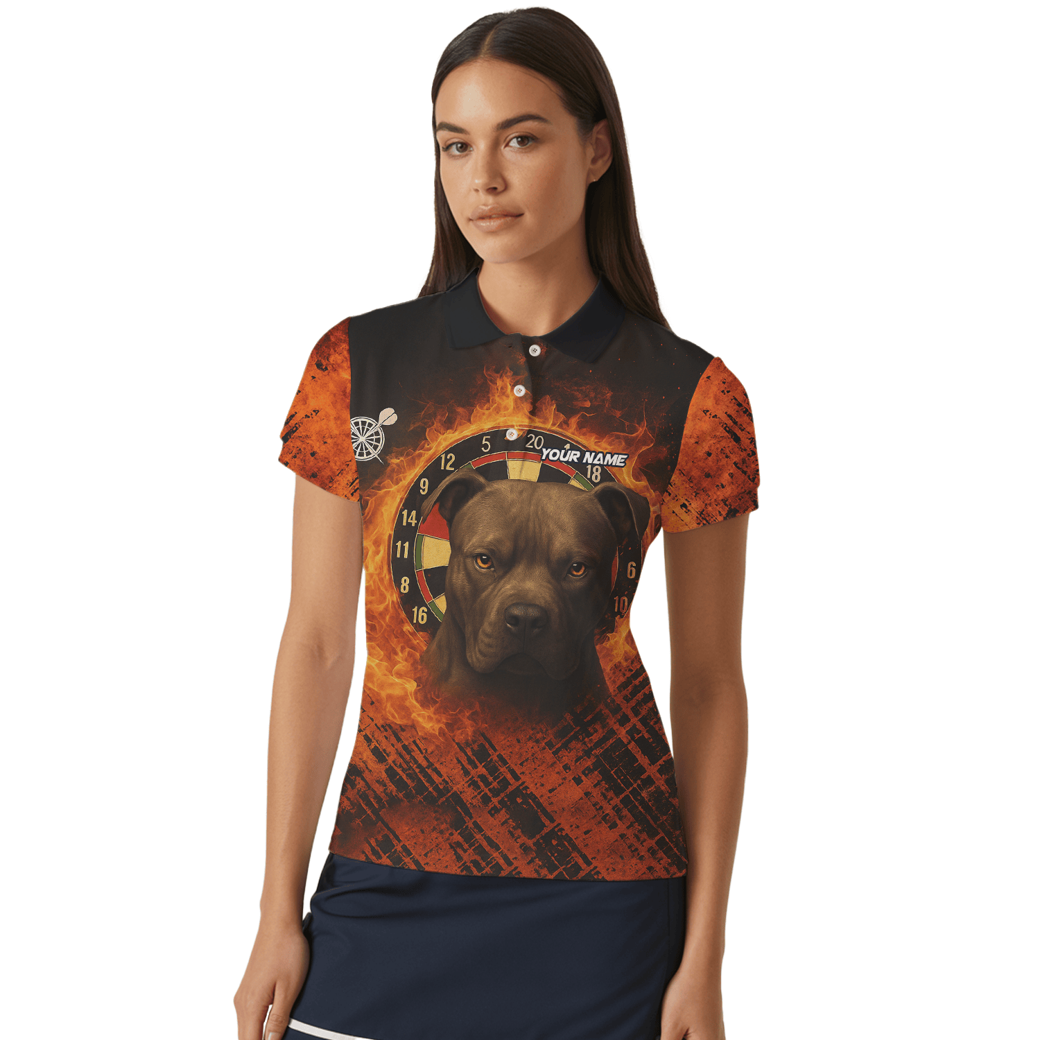 Personalized Fire Dog Dart Polo Shirt Black Orange For Women X5692 additional image 4