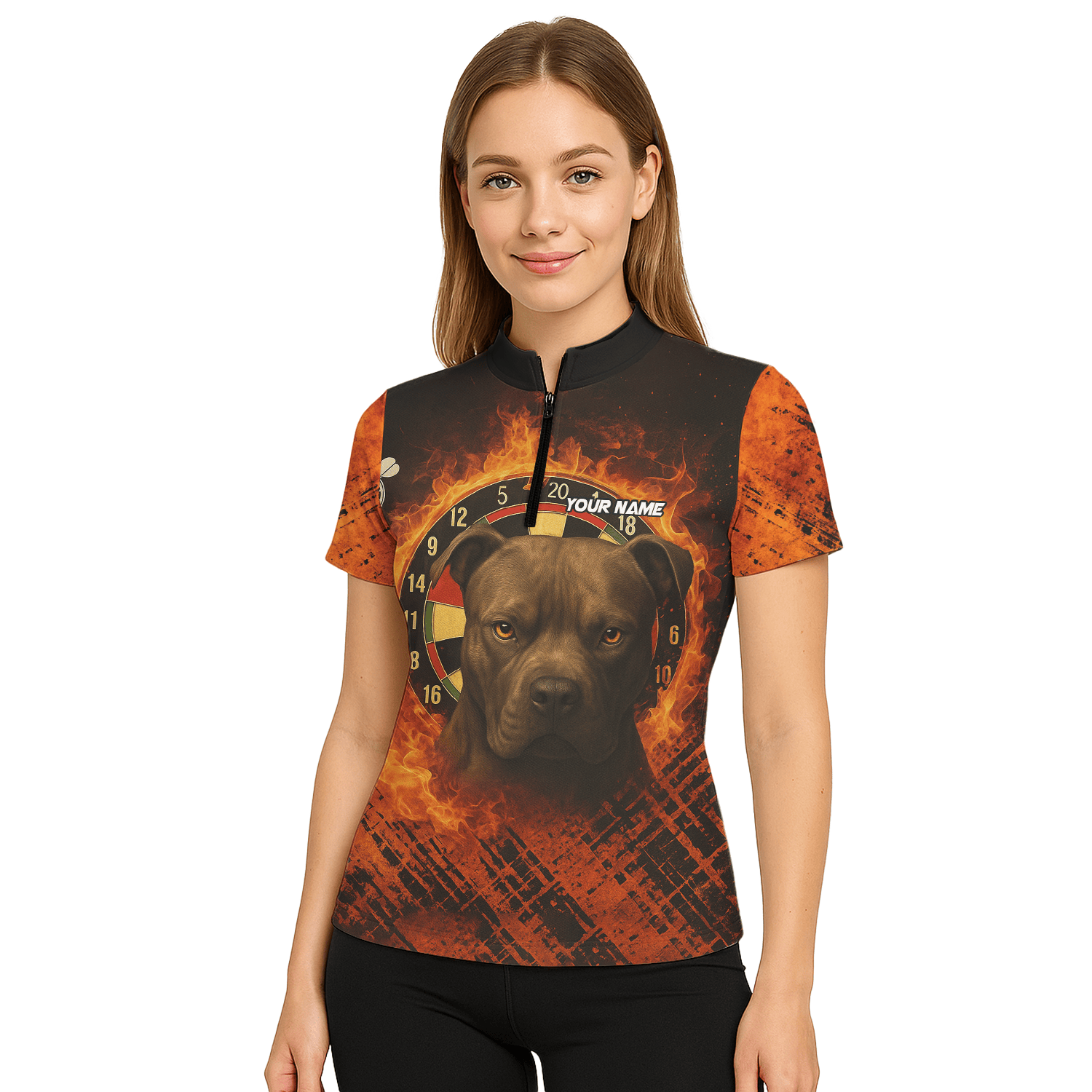Personalized Fire Dog Dart Polo Shirt Black Orange For Women X5692 additional image 5