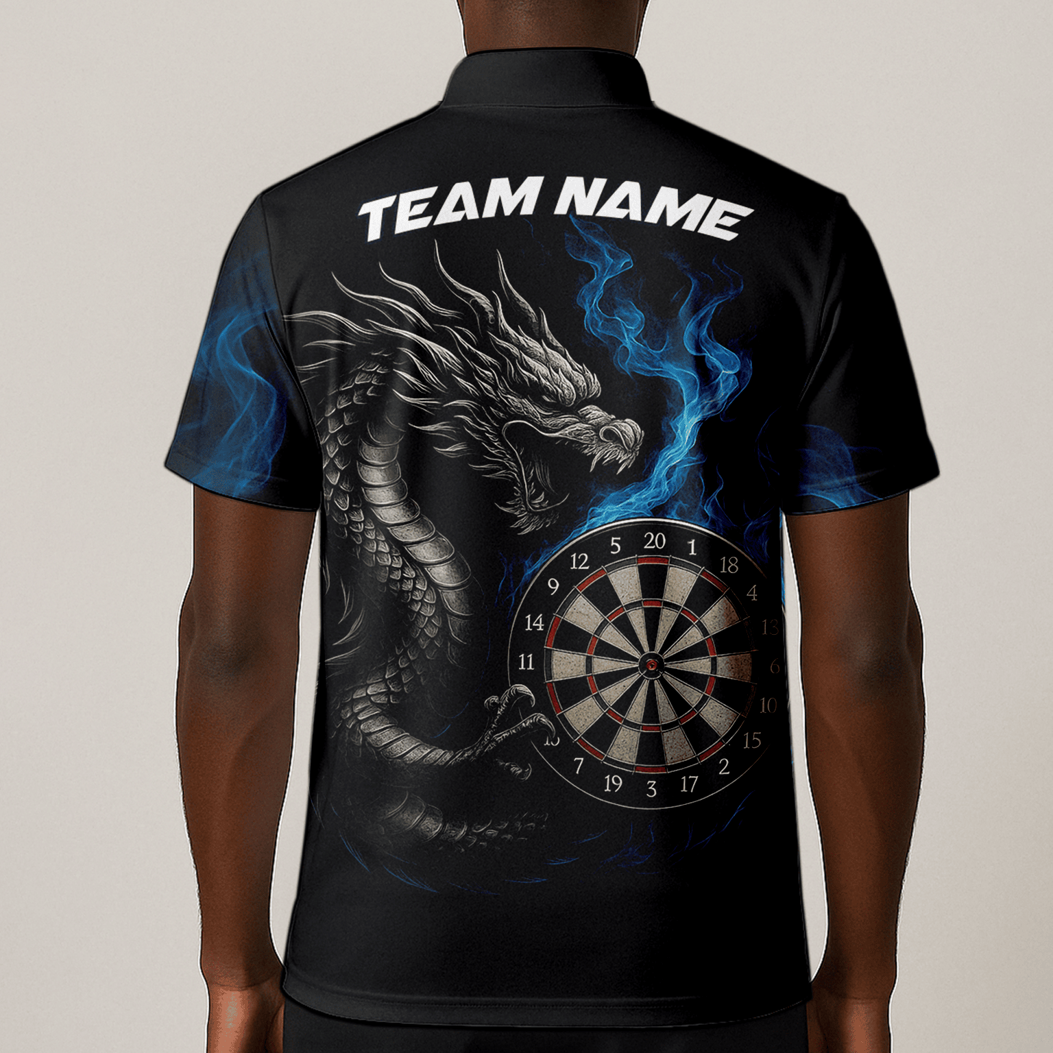 Personalized Dart Polo Shirt Custom Name Team Blue Flame Dragon Jersey for Men S7926 additional image 1
