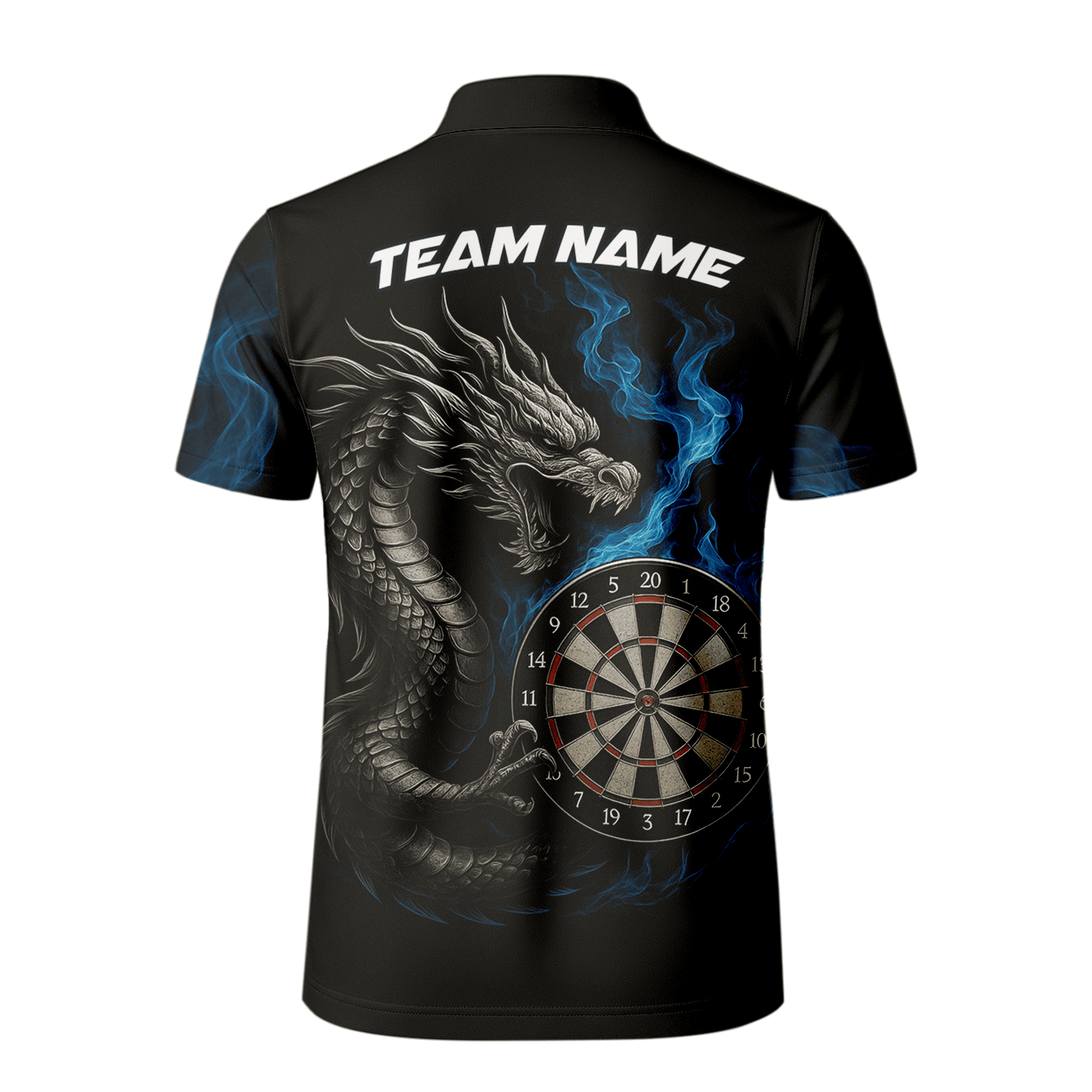 Personalized Dart Polo Shirt Custom Name Team Blue Flame Dragon Jersey for Men S7926 additional image 3