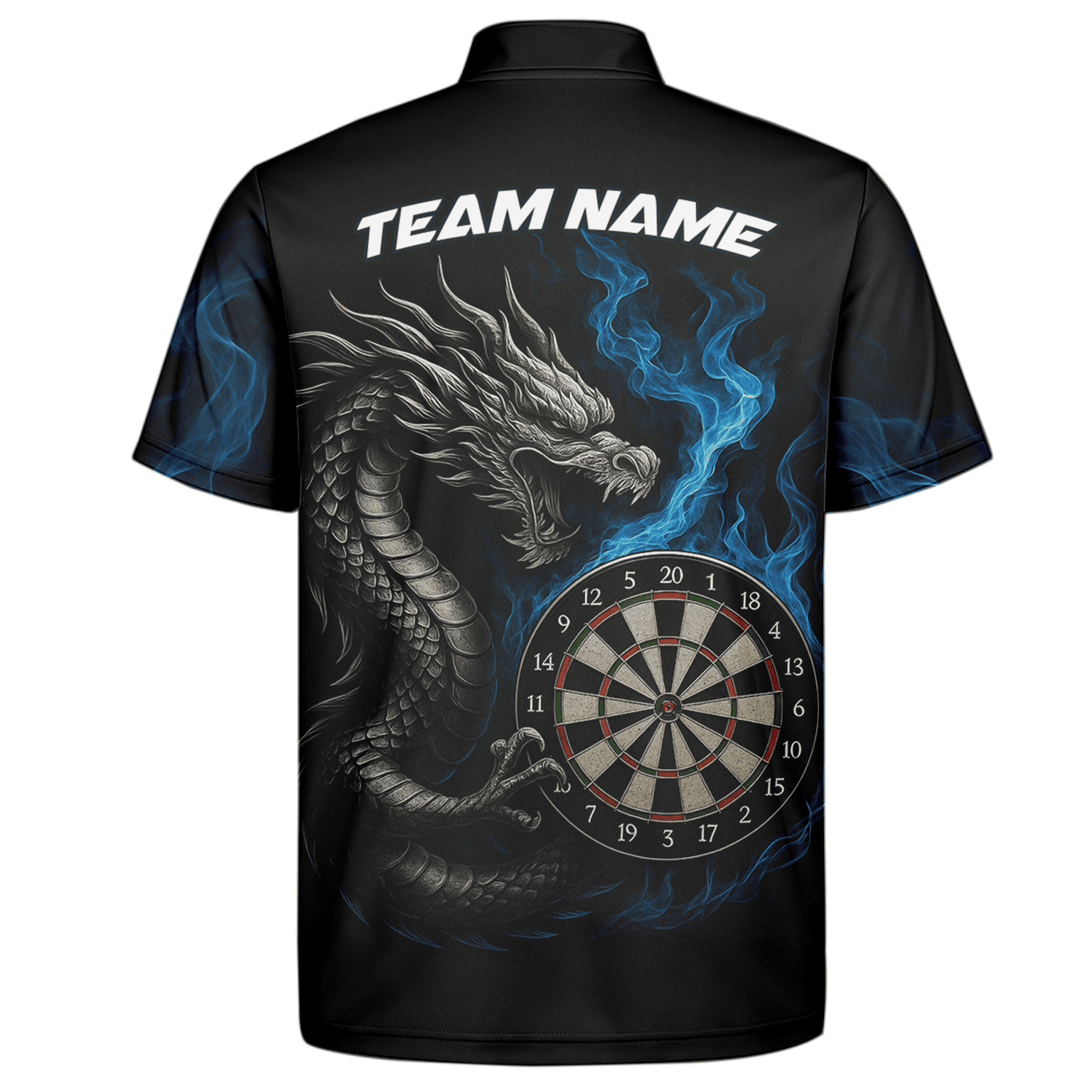 Personalized Dart Polo Shirt Custom Name Team Blue Flame Dragon Jersey for Men S7926 additional image 7