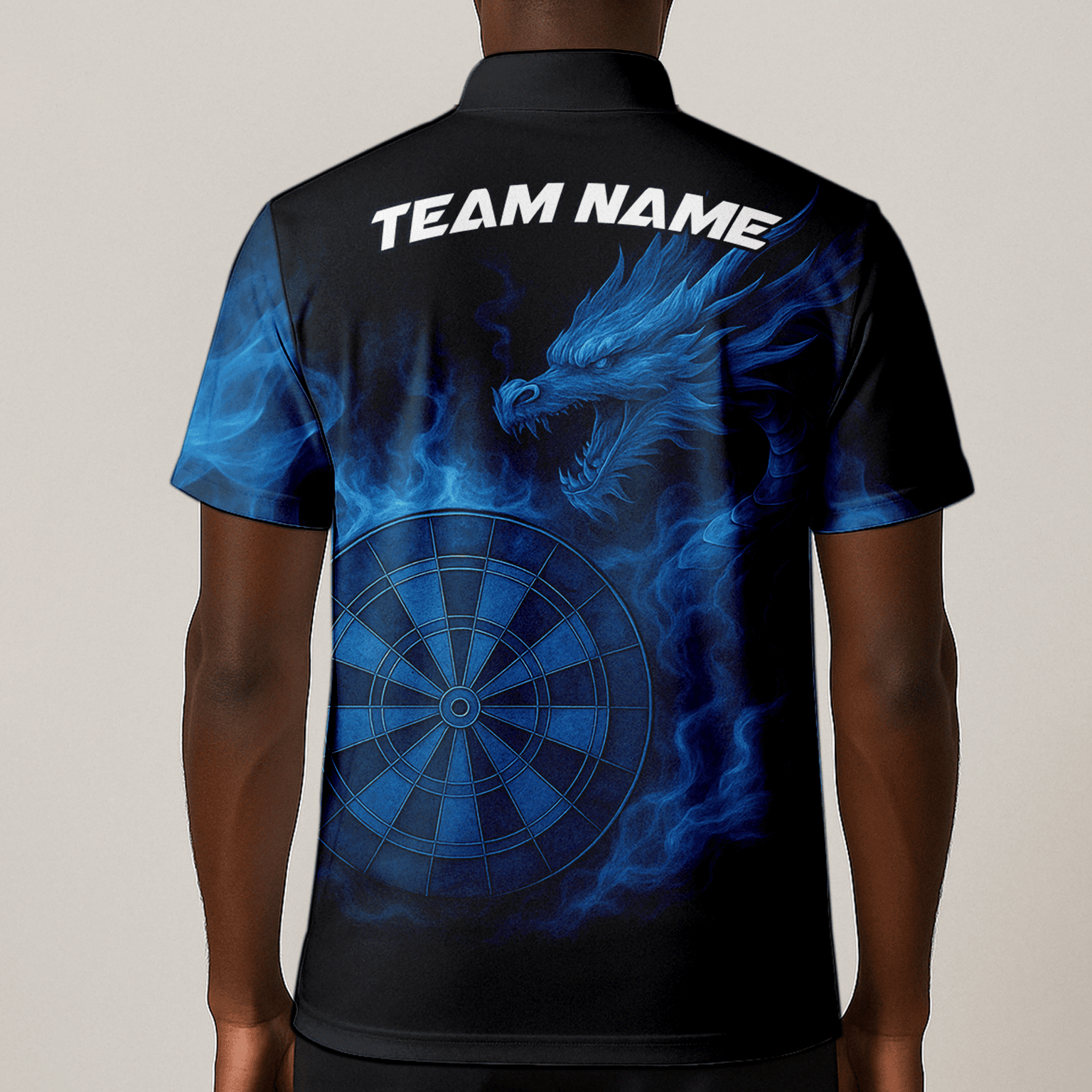 Personalized Blue Dragon Flame Dart Shirt Black For Men U7656 additional image 1