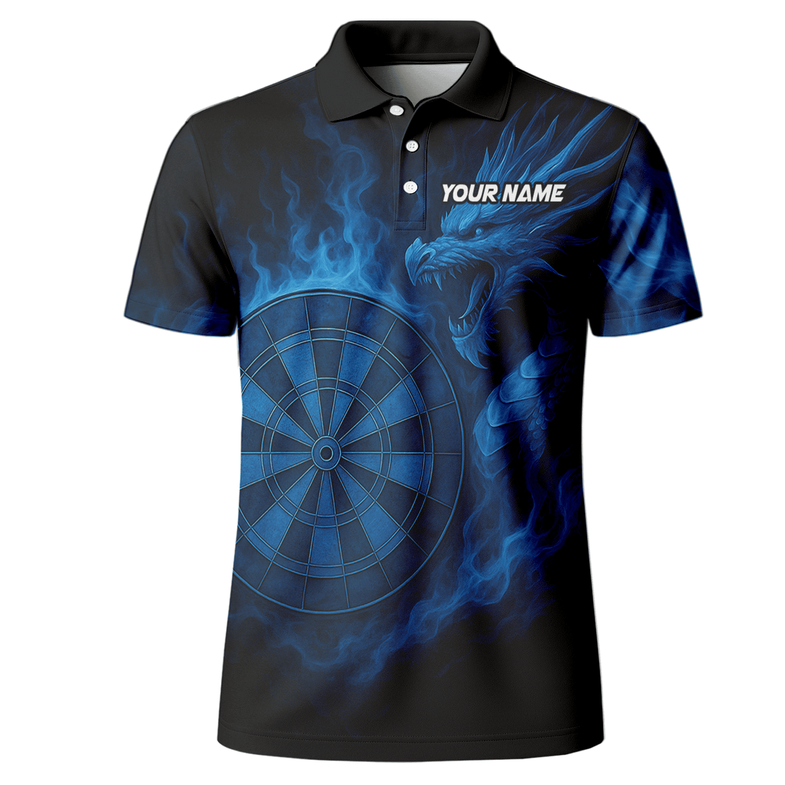 Personalized Blue Dragon Flame Dart Shirt Black For Men U7656 additional image 2