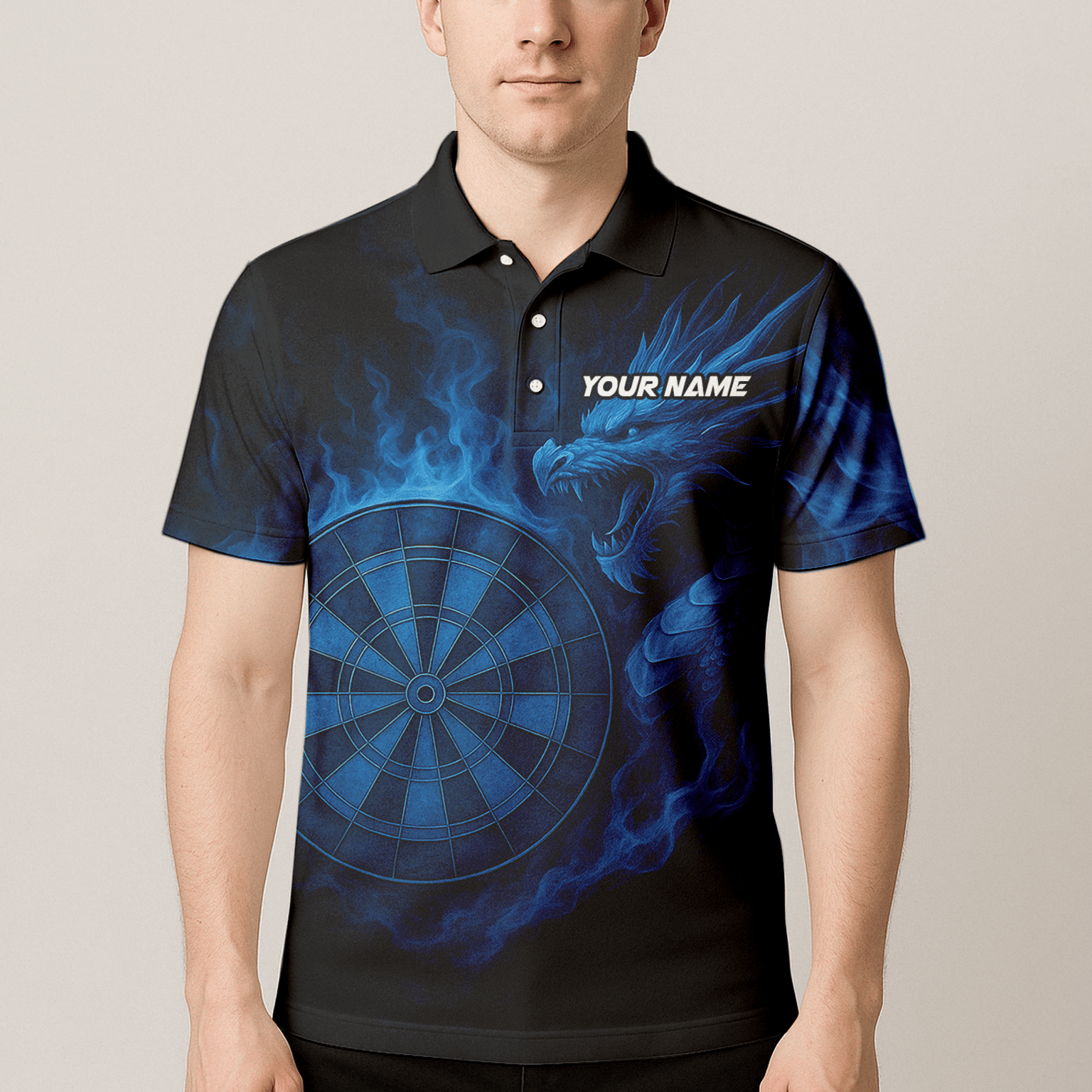 Personalized Blue Dragon Flame Dart Shirt Black For Men U7656 additional image 4
