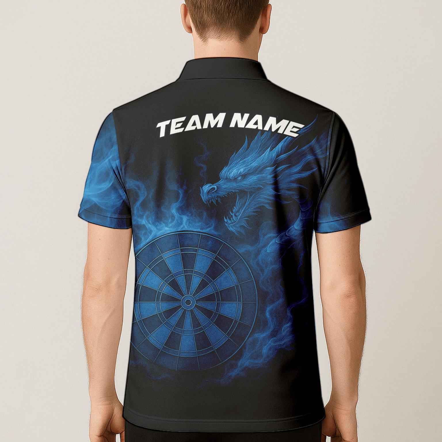 Personalized Blue Dragon Flame Dart Shirt Black For Men U7656 additional image 5