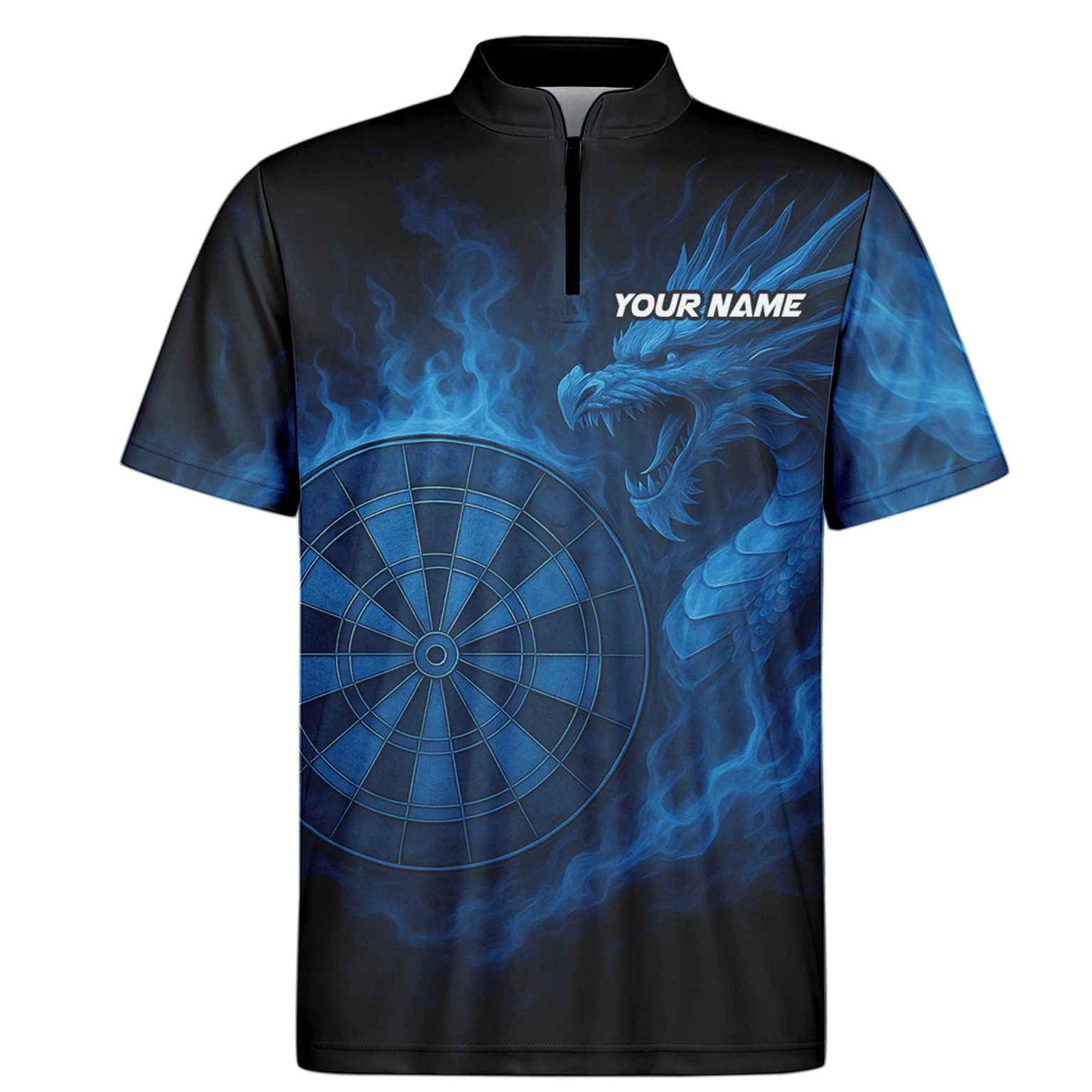 Personalized Blue Dragon Flame Dart Shirt Black For Men U7656 additional image 6