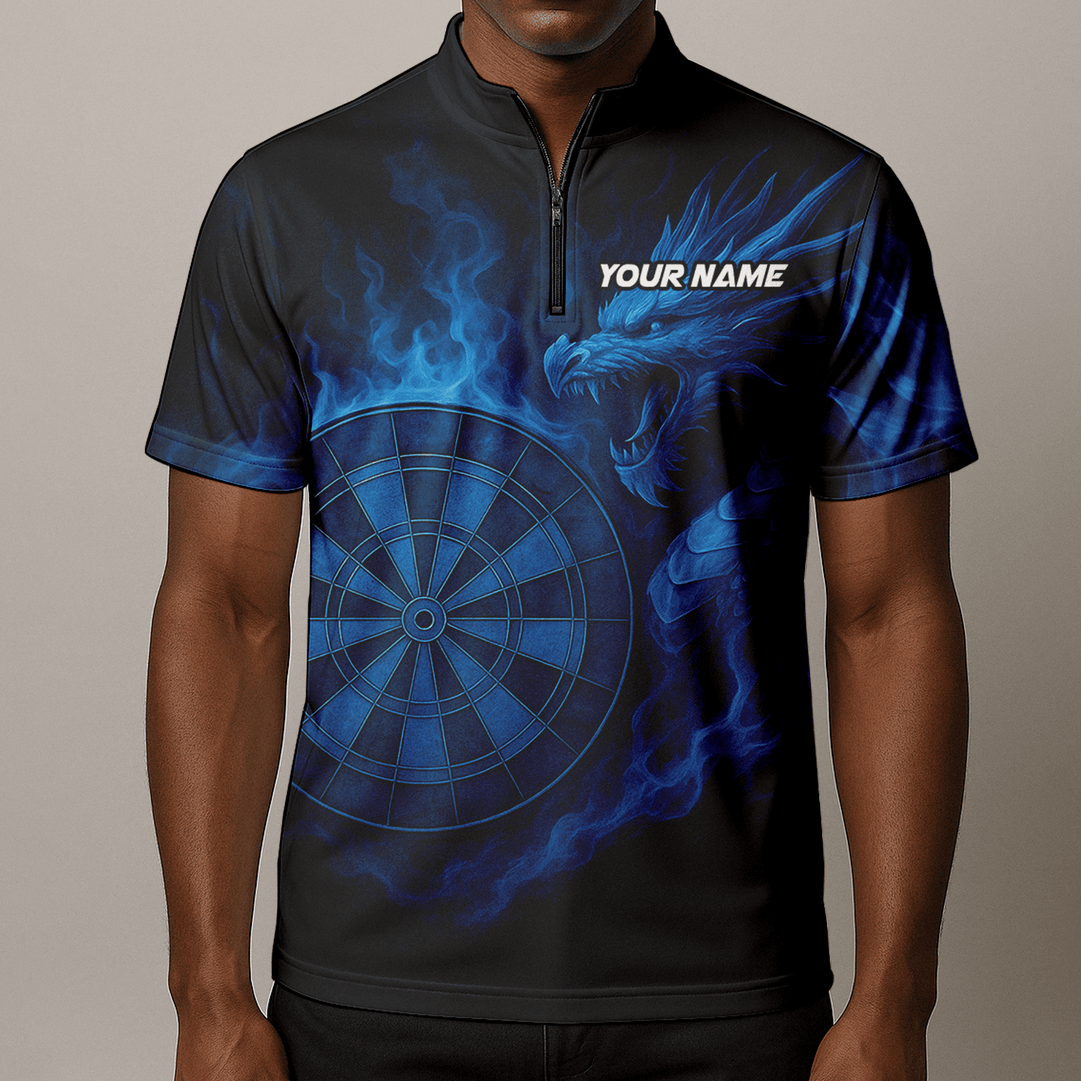 Personalized Blue Dragon Flame Dart Shirt Black For Men U7656 additional image 8