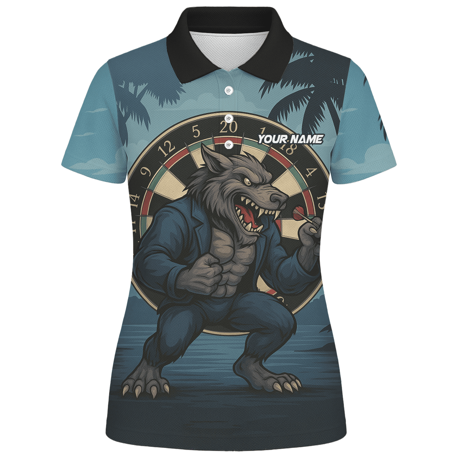 Personalized Werewolf Dart Polo Shirt Blue Tropical Night For Women O7902 additional image 1