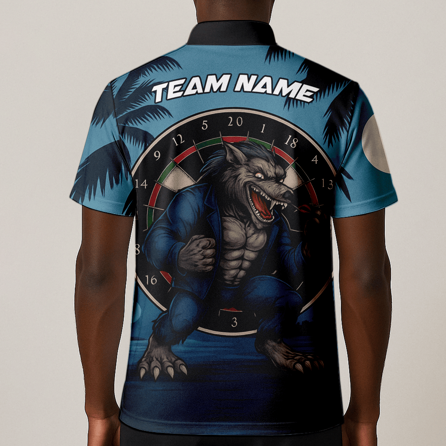 Personalized Werewolf Dart Polo Shirt Blue Tropical Night For Men O7902 additional image 1