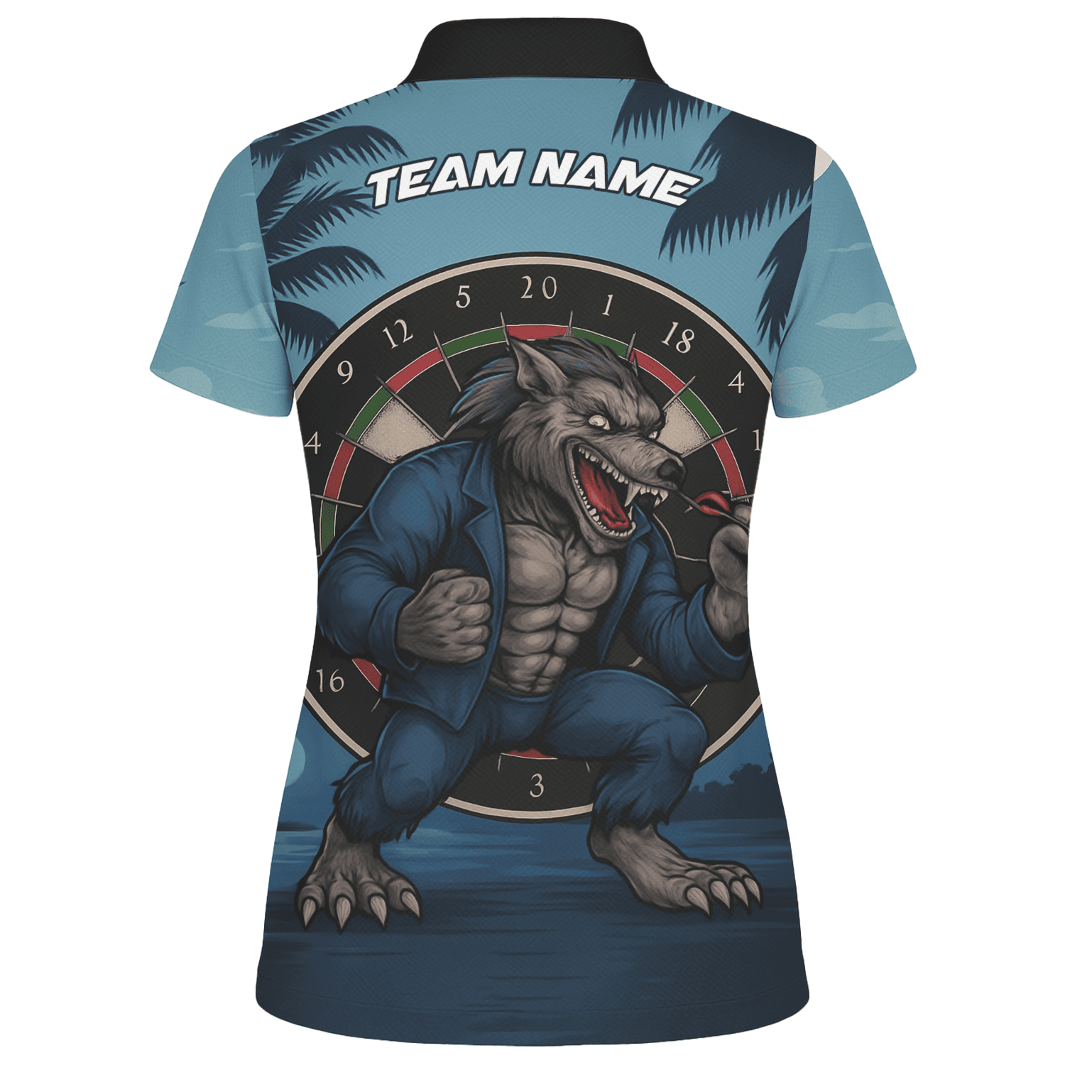 Personalized Werewolf Dart Polo Shirt Blue Tropical Night For Women O7902 additional image 2