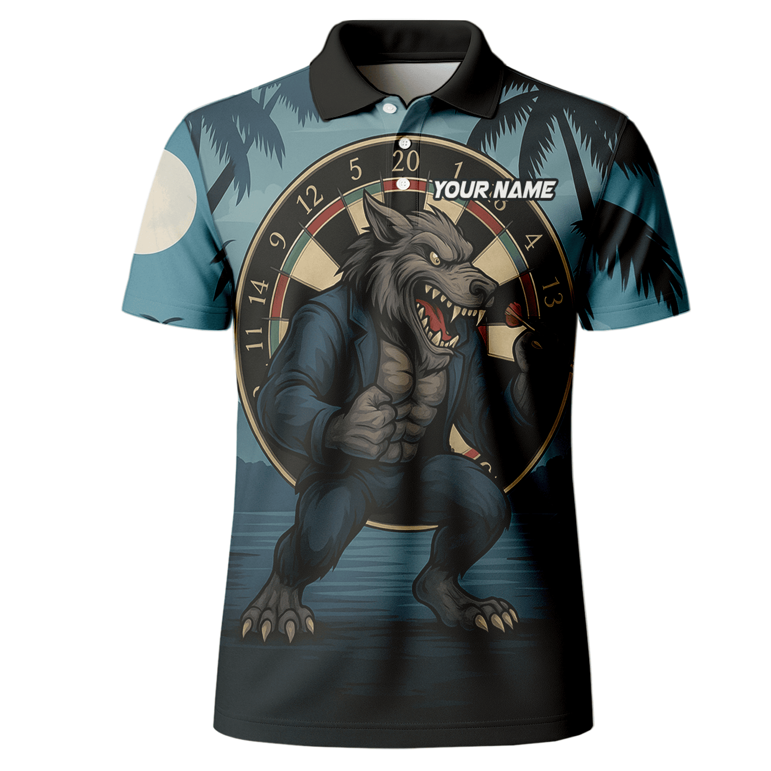 Personalized Werewolf Dart Polo Shirt Blue Tropical Night For Men O7902 additional image 2