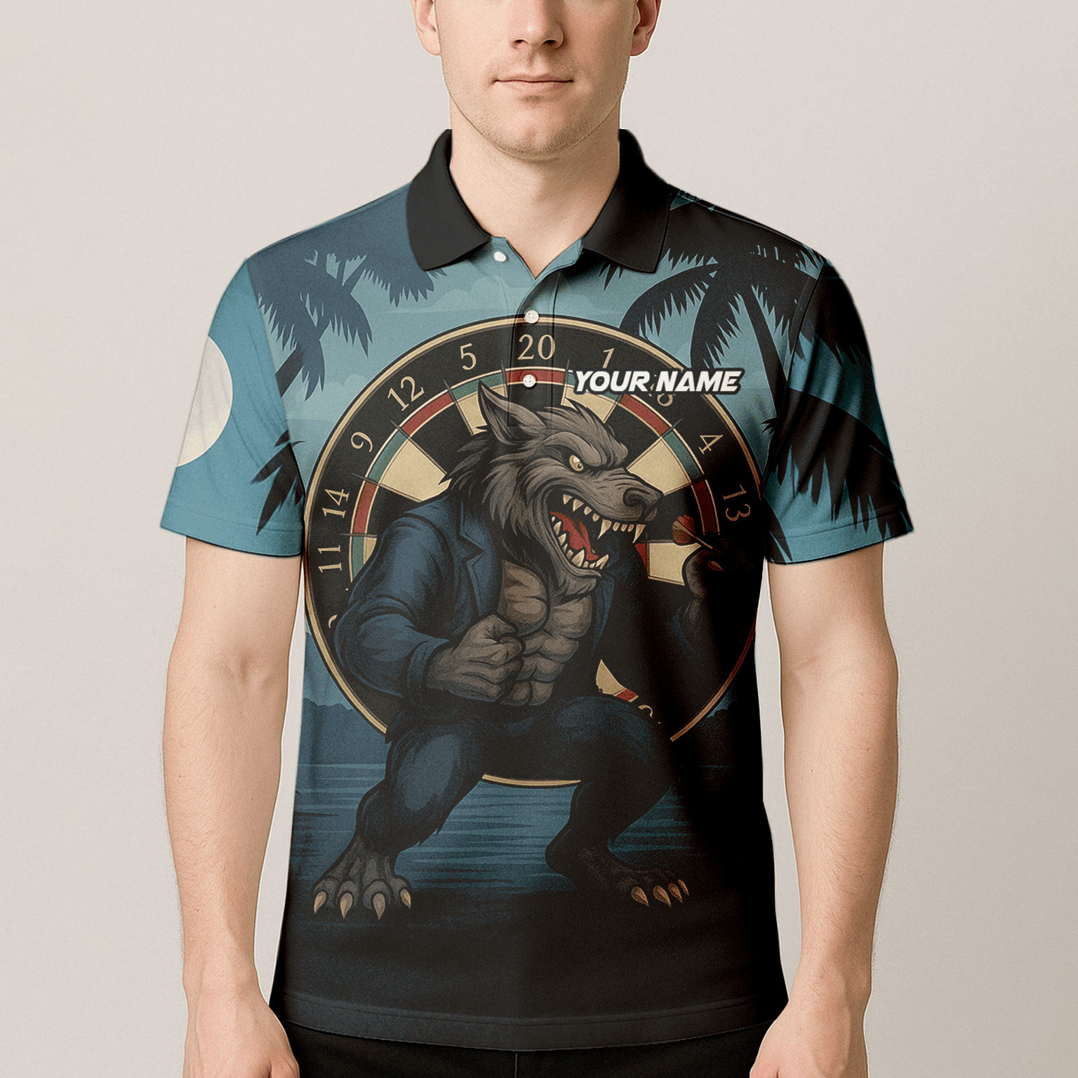 Personalized Werewolf Dart Polo Shirt Blue Tropical Night For Men O7902 additional image 4