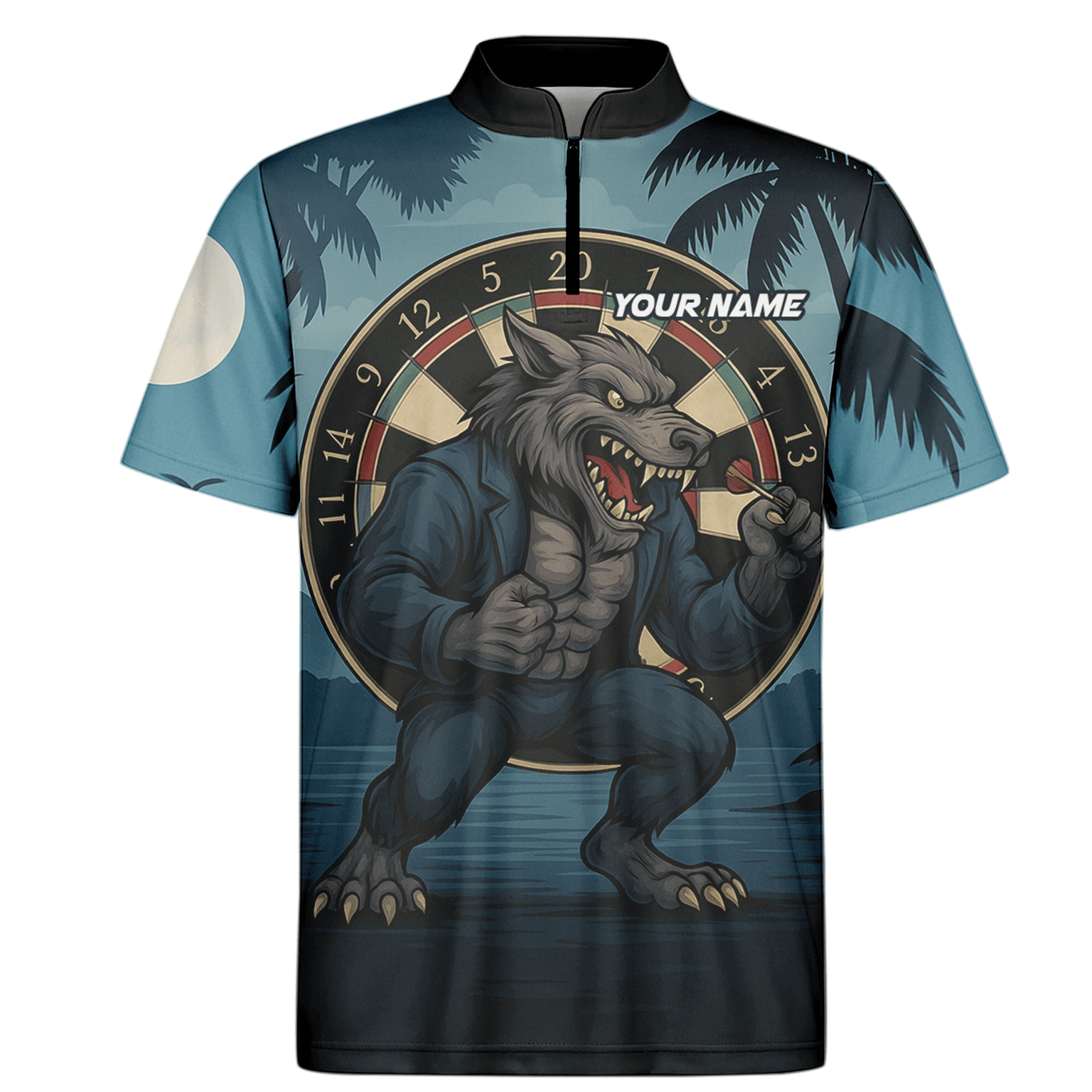 Personalized Werewolf Dart Polo Shirt Blue Tropical Night For Men O7902 additional image 6