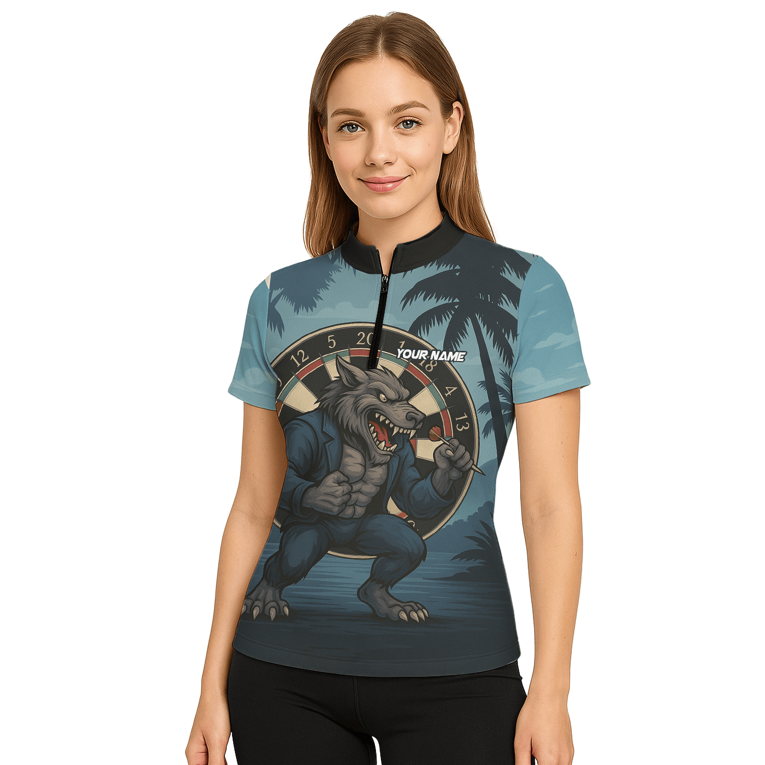 Personalized Werewolf Dart Polo Shirt Blue Tropical Night For Women O7902 additional image 5